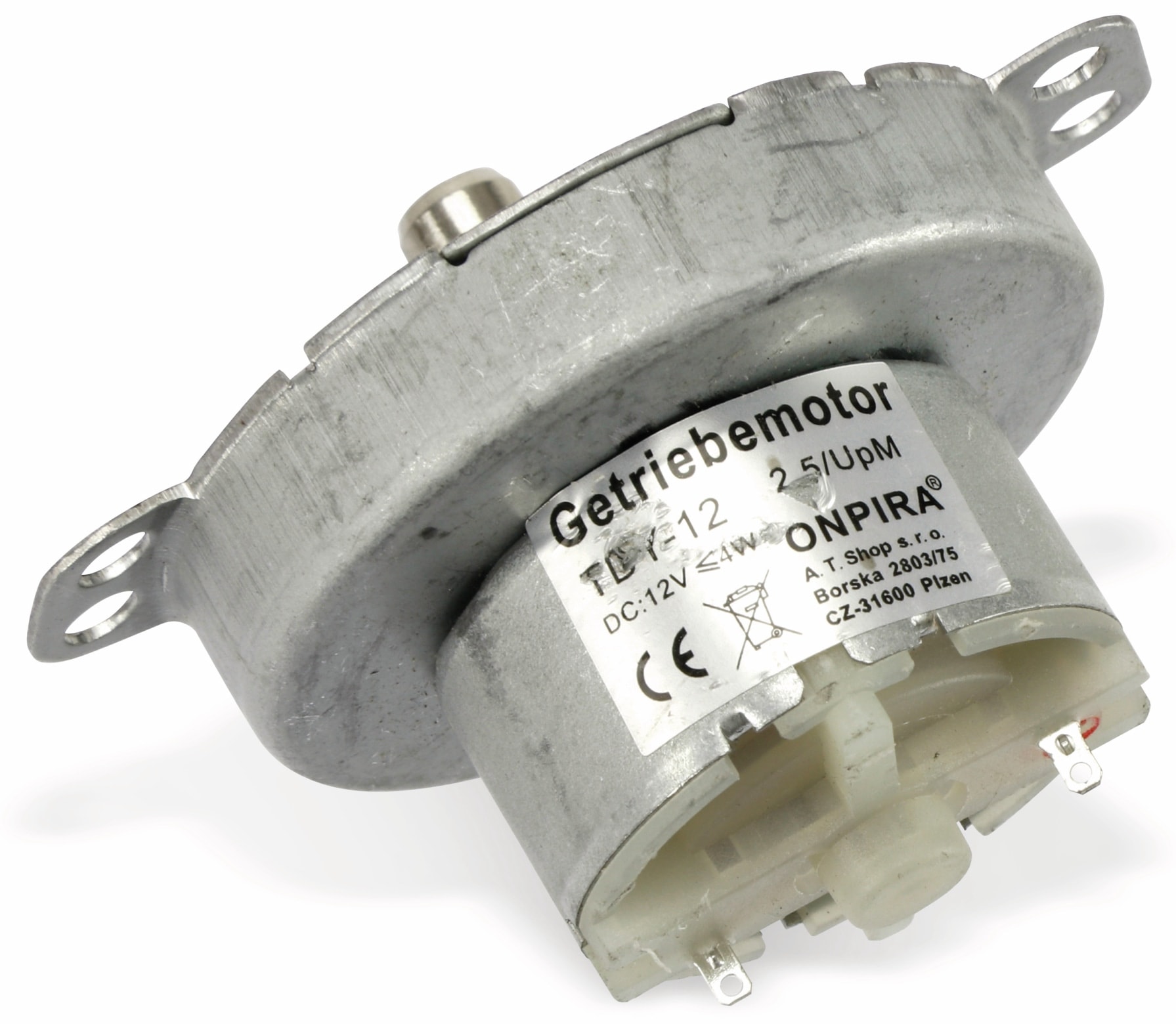 Getriebemotor TDY-12, 12V-, 2,5U/min, Ø 50mm, Welle 7x12mm Getriebemotor TDY-12, 12V-, 2,5U/min, Ø 50mm, Welle 7x12mm