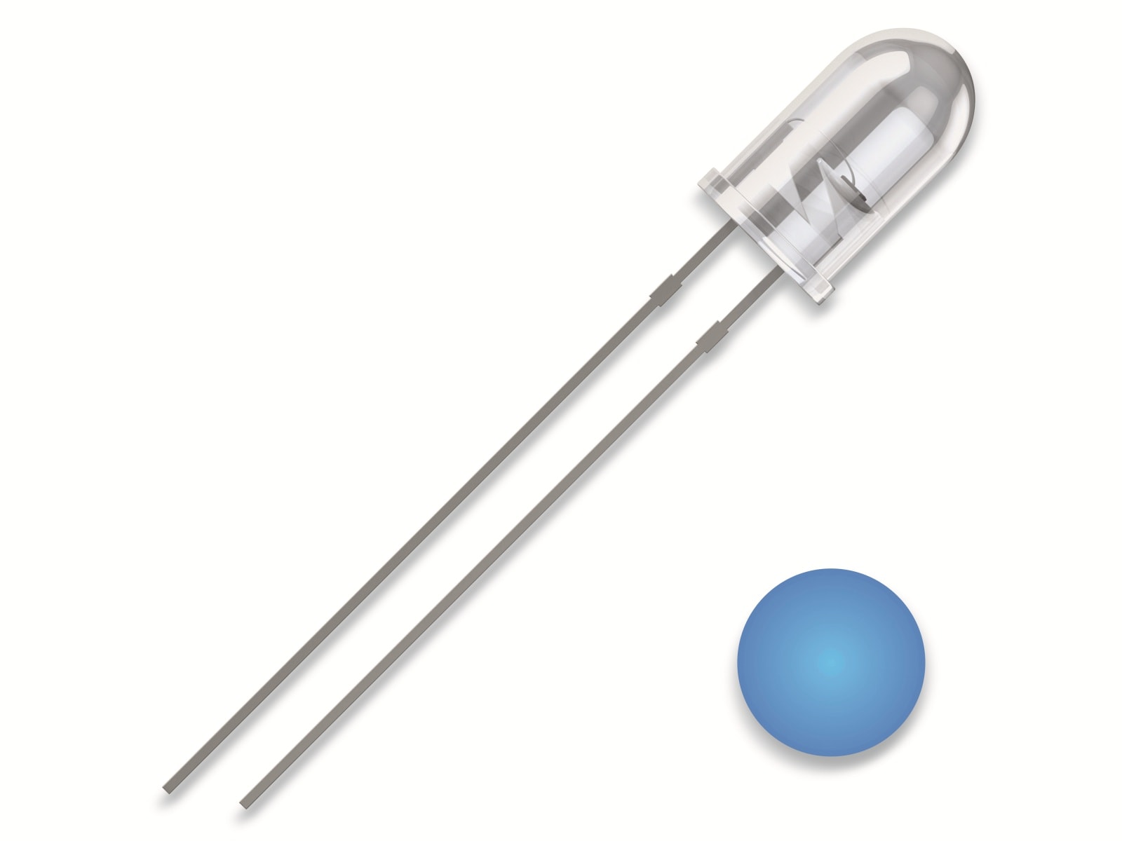 QUADRIOS LED, 5 mm, Blau, 2,54 mm QUADRIOS LED, 5 mm, Lichtfarbe: Blau, Gehäusefarbe: Klar, 2500 mcd, 460 nm, 2,54 mm