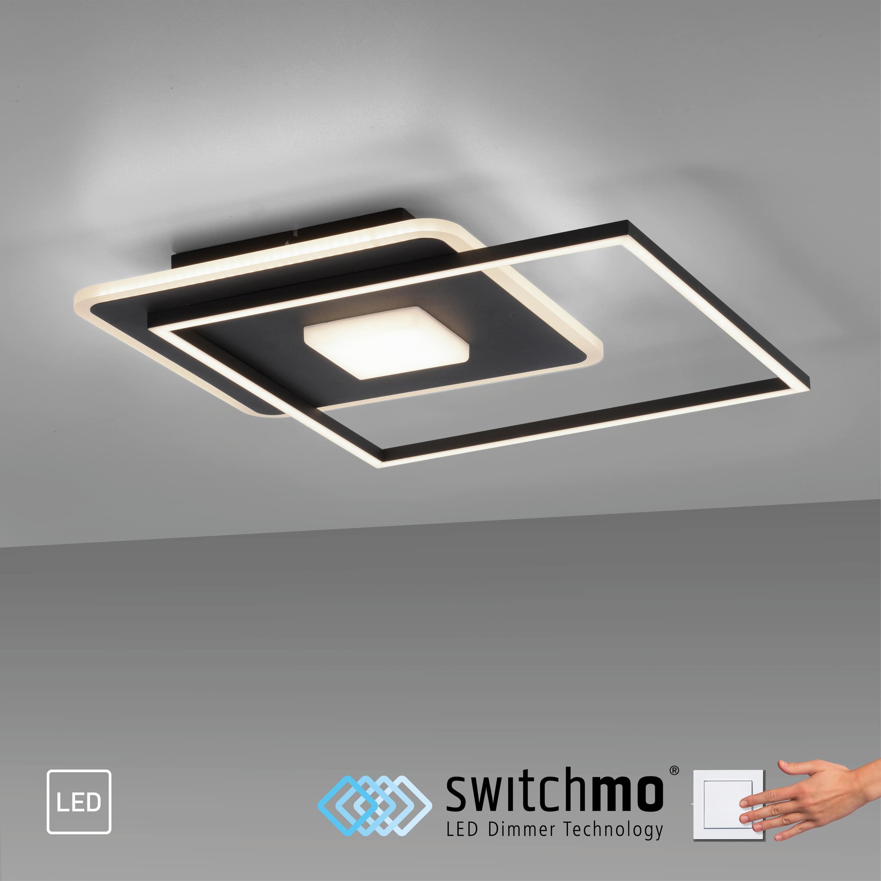 JUST LIGHT LED-Deckenleuchte 15045-18 schwarz, 26 W, 3600 lm, 3000 K, 3-Stufen-Schalter JUST LIGHT LED-Deckenleuchte 15045-18 schwarz, 26 W, 3600 lm, 3000 K, 3-Stufen-Schalter