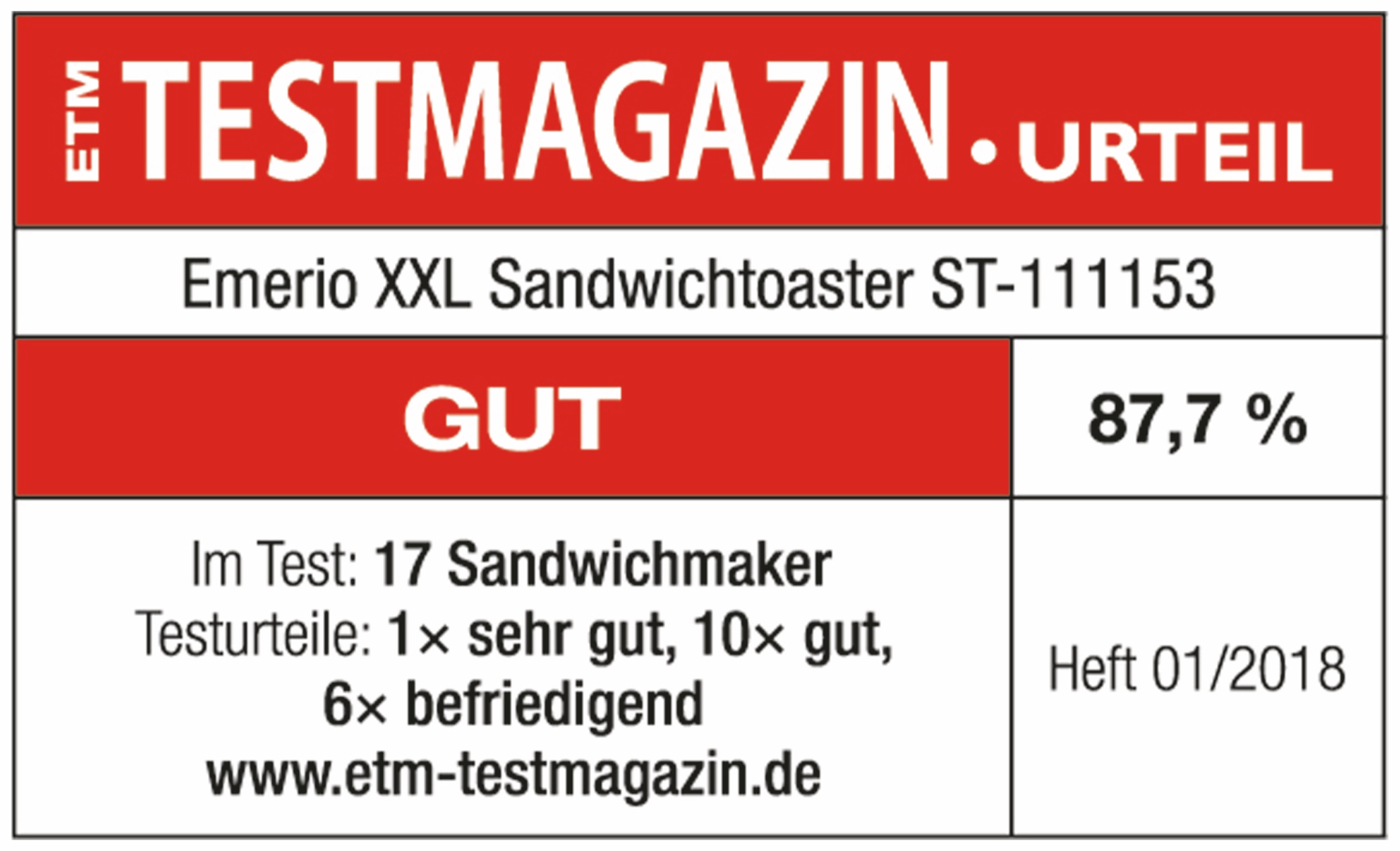 EMERIO Sandwichmaker ST-111153, 1300 W EMERIO Sandwichmaker ST-111153, 1300 W