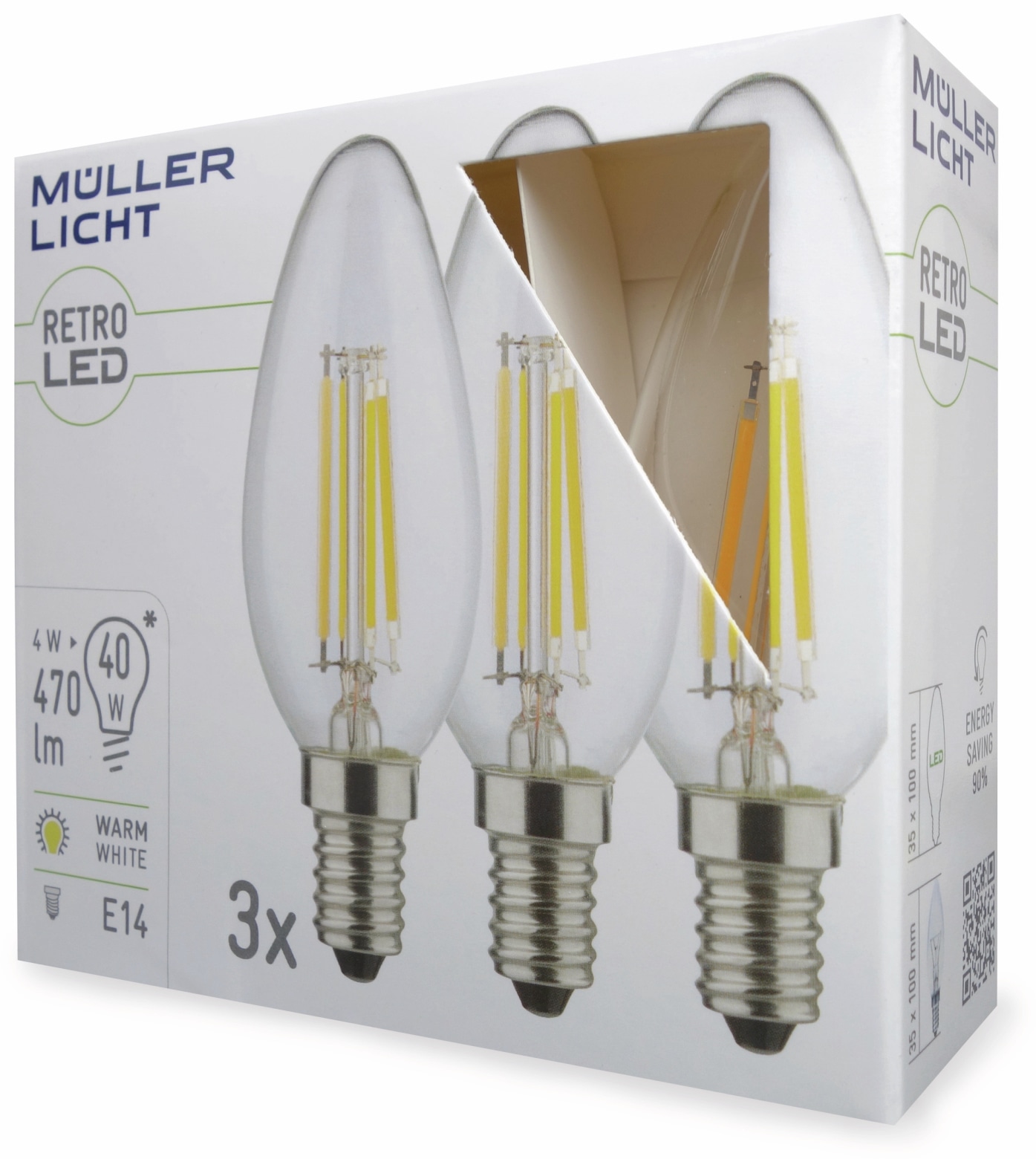 MÜLLER-LICHT LED-Lampe 400291, E14, EEK: E, 4 W, 470 lm, 2700 K, 3 Stück MÜLLER-LICHT LED-Lampe 400291, E14, EEK: E, 4 W, 470 lm, 2700 K, 3 Stück