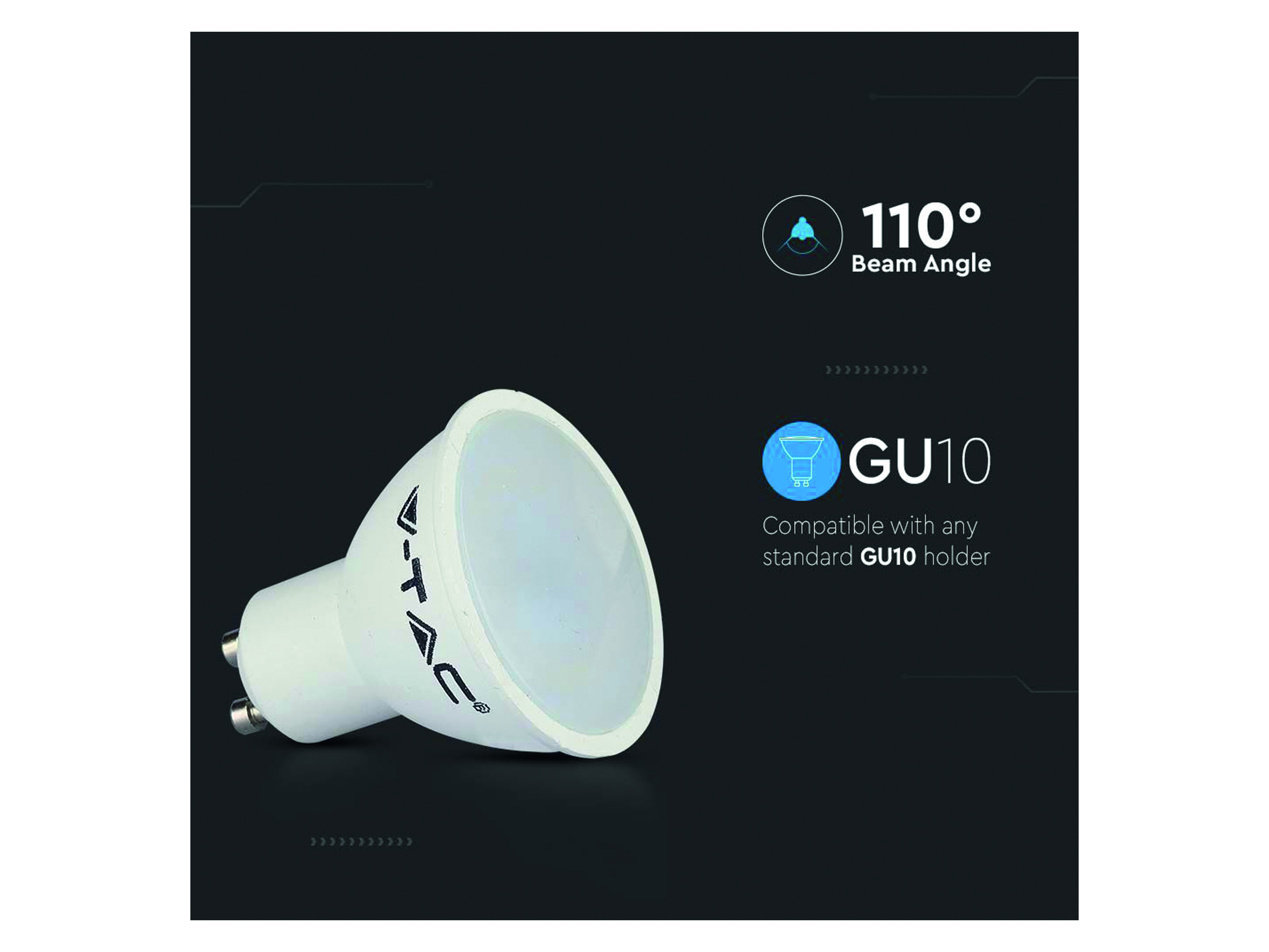 V-TAC LED-SMD-Lampe, PAR16, GU10, EEK: F, 4,5W, 400lm, 3000K, 5 Stück V-TAC LED-SMD-Lampe, PAR16, GU10, EEK: F, 4,5W, 400lm, 3000K, 5 Stück