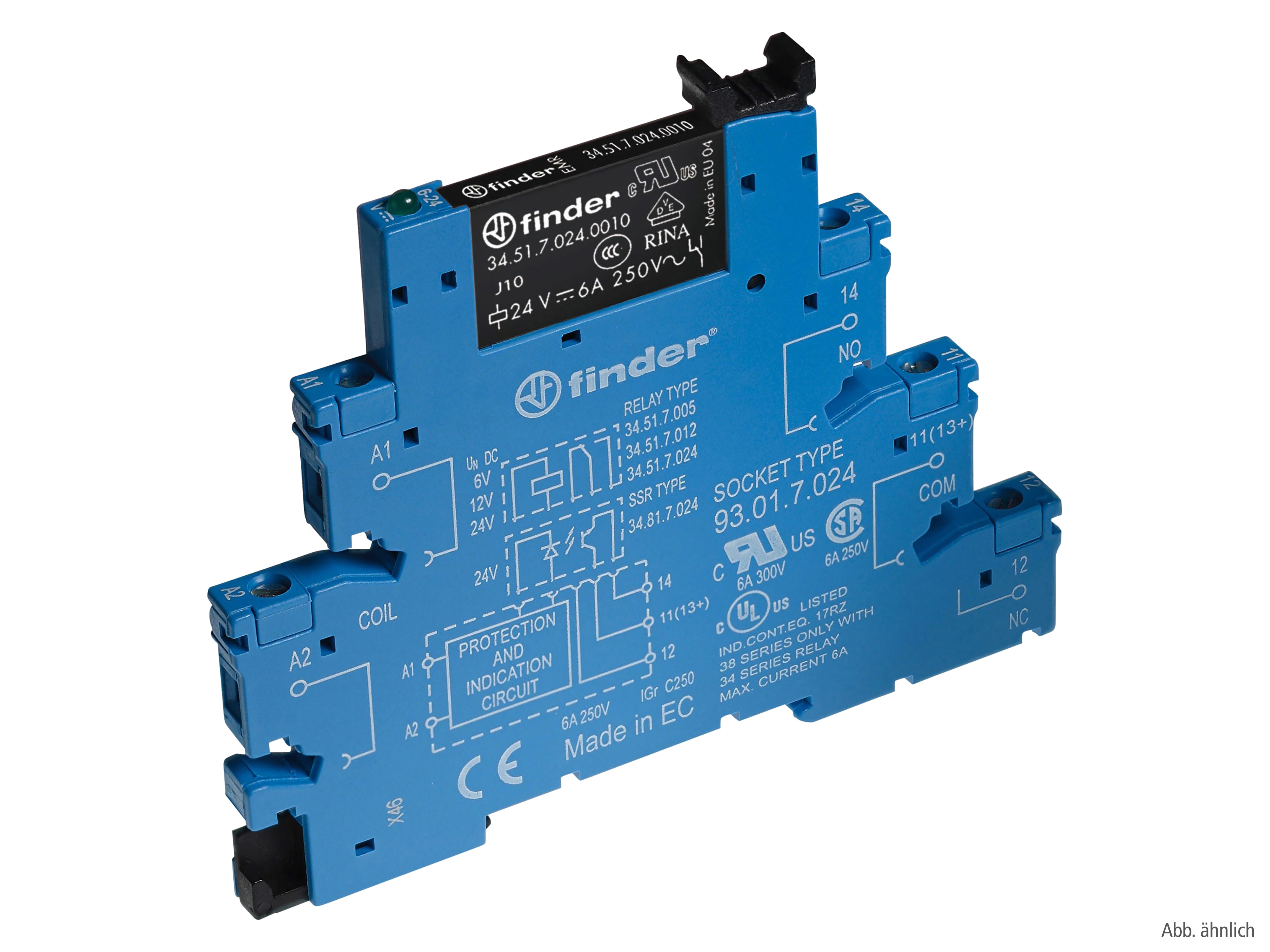 FINDER Koppelrelais mit Schraubanschlüssen, 1 Wechsler, 6 A, Spule 48 V AC/DC 38.51.0.048.0060 FINDER Koppelrelais mit Schraubanschlüssen, 1 Wechsler, 6 A, Spule 48 V AC/DC 38.51.0.048.0060
