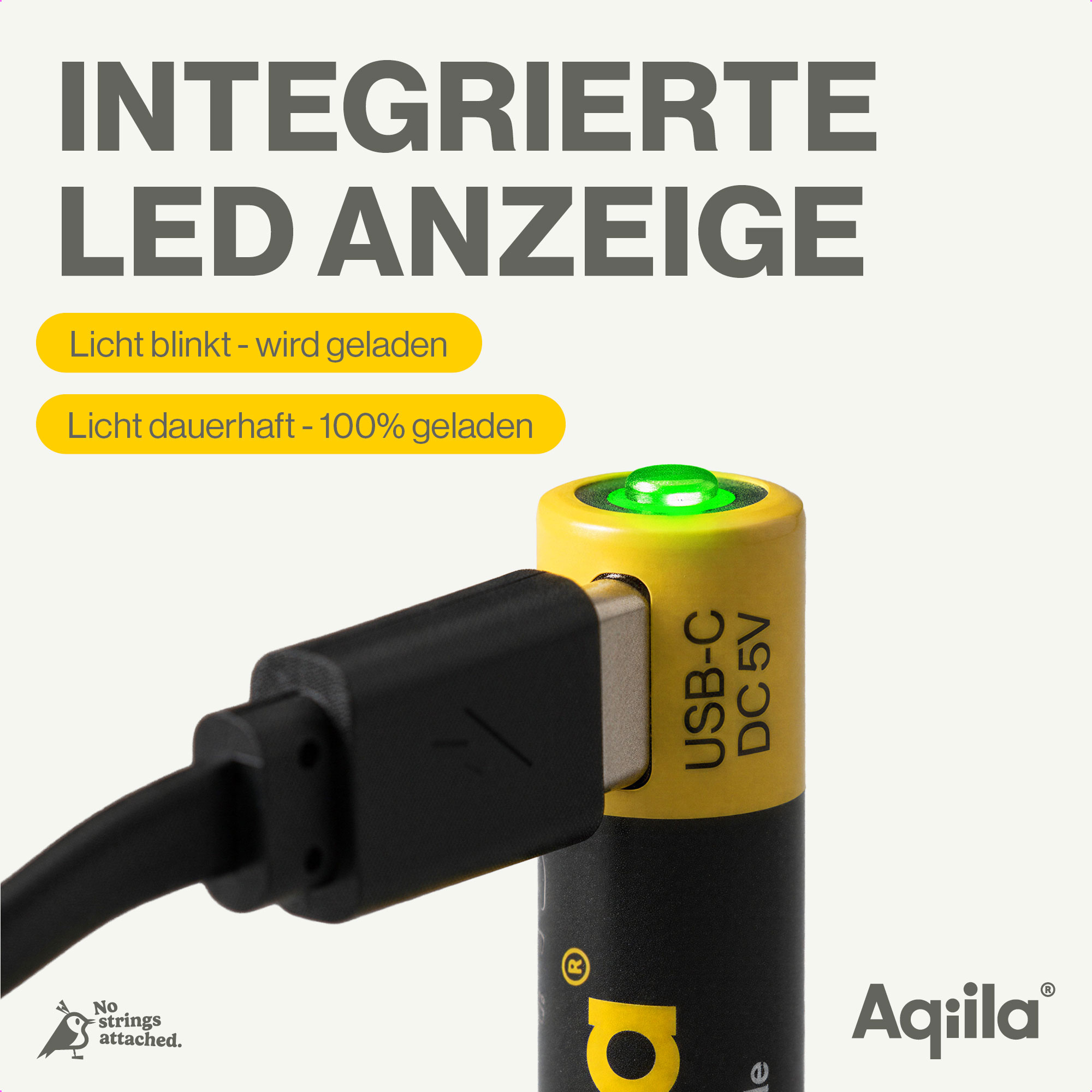AQIILA Li-lon-Akku, AAA, USB-C, 1,5 V, 4er Pack Li-lon-Akku AQILLA, AAA, USB-C, 1,5 V, 4er Pack