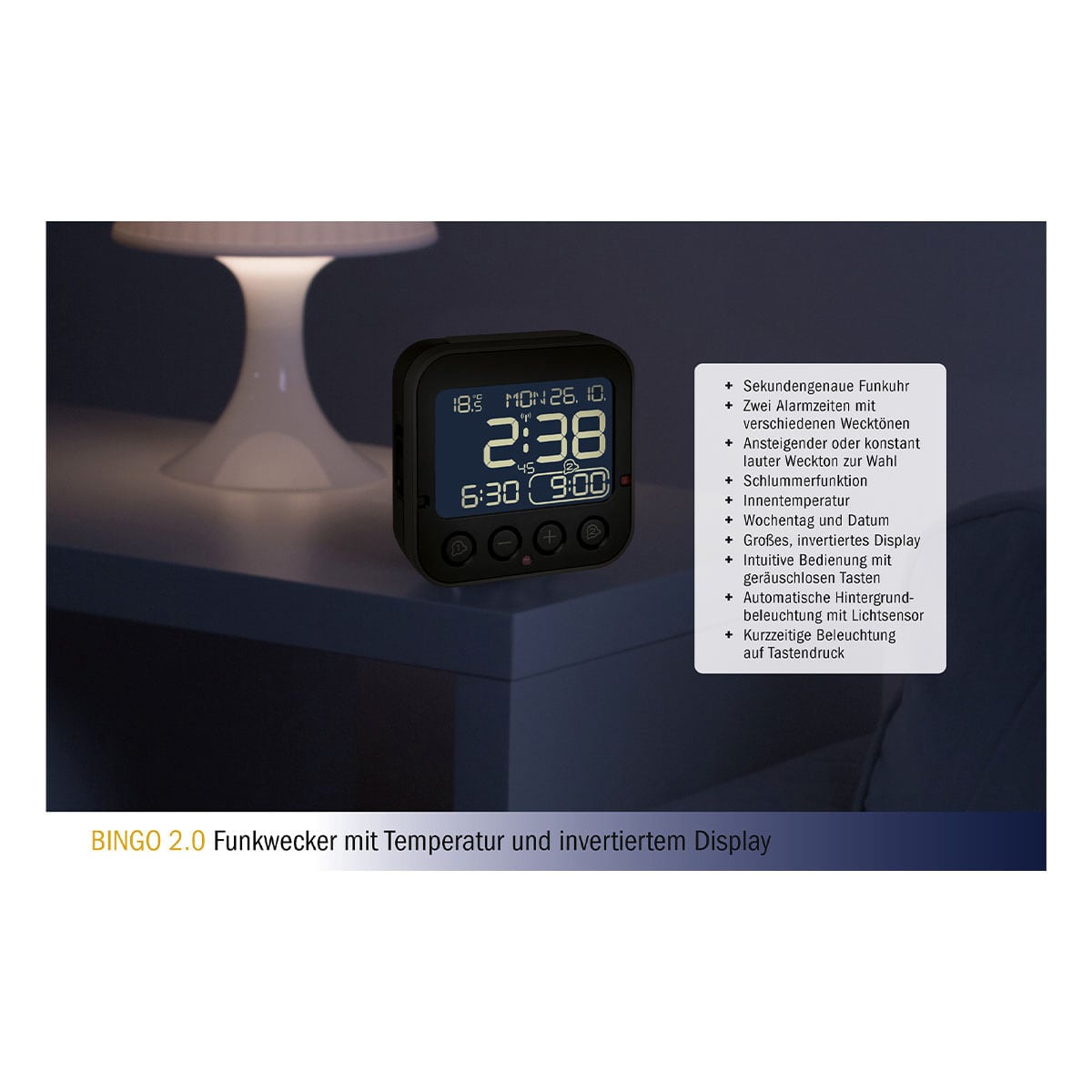 TFA Digitaler Funkwecker 60.2552.01, mit Temperatur BINGO 2.0 TFA Digitaler Funkwecker 60.2552.01, mit Temperatur BINGO 2.0