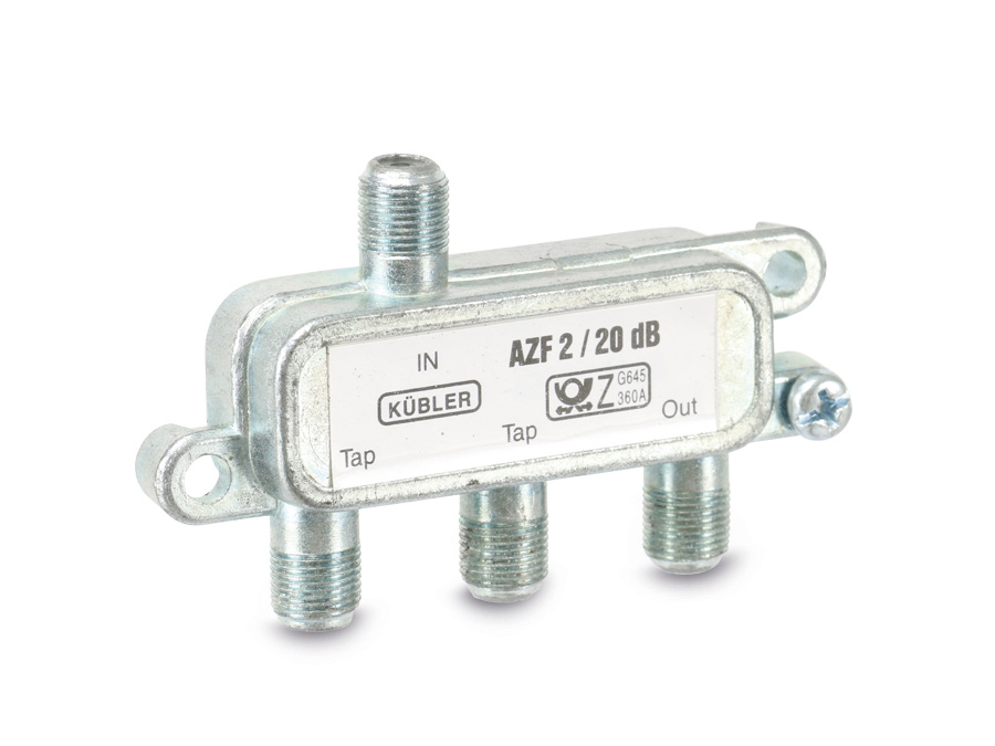 Antennenabzweiger, 2-fach, 0,8/20 dB, 3...900 MHz, F-Anschlüsse
