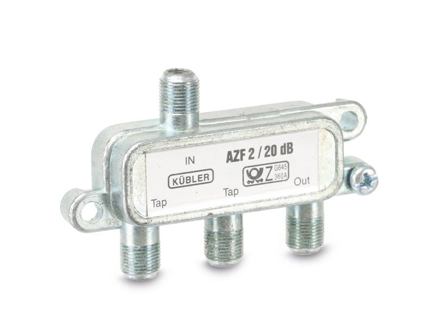 Antennenabzweiger, 2-fach, 0,8/20 dB, 3...900 MHz, F-Anschlüsse Antennenabzweiger, 2-fach, 0,8/20 dB, 3...900 MHz, F-Anschlüsse