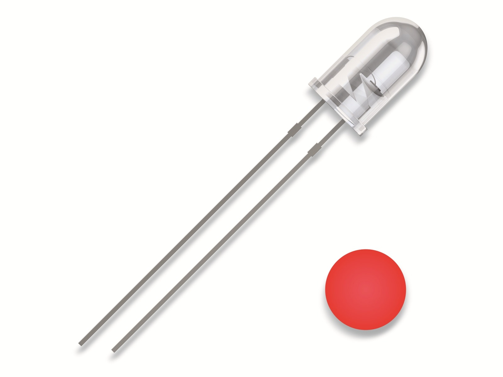 QUADRIOS LED, 5 mm, rot, 2,54 mm QUADRIOS LED, 5 mm, Lichtfarbe: Rot, Gehäusefarbe: Klar, 2500 mcd, 625 nm, 2,54 mm