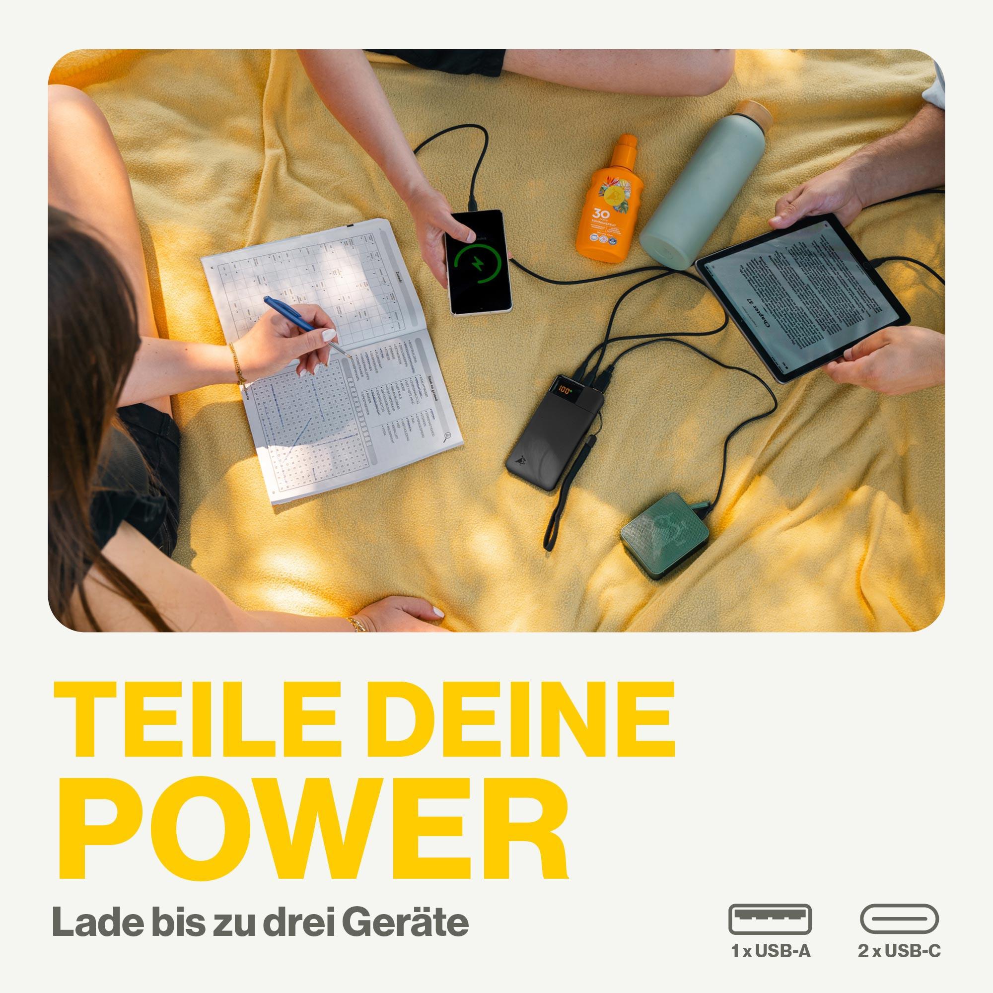 AQIILA Powerbank Powerbird B10, 20 W, 10.000mAh, 1x USB-A, 2x USB-C, schwarz AQIILA Powerbank Powerbird B10, 20 W, 10.000mAh, 1x USB-A, 2x USB-C, schwarz