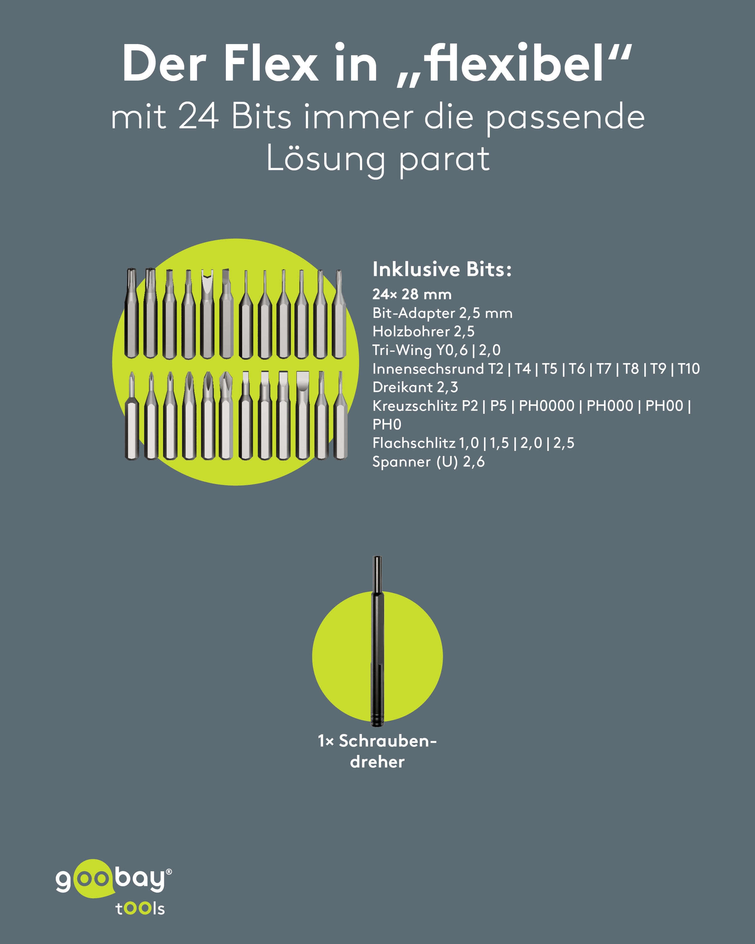 GOOBAY TOOLS Schraubendreher-Set, 77836, mit 24-tlg. Präzisions-Bitsatz GOOBAY TOOLS Schraubendreher-Set, 77836, mit 24-tlg. Präzisions-Bitsatz