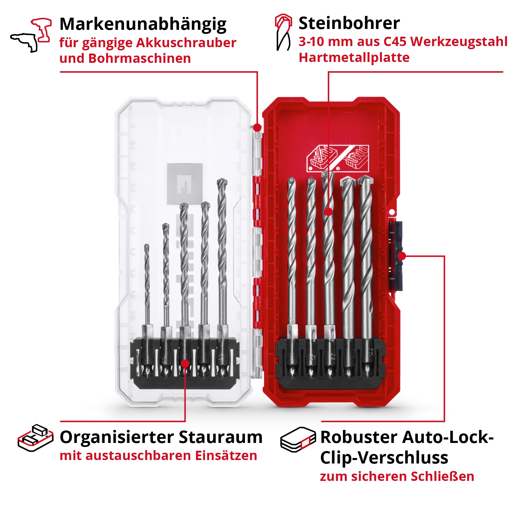 EINHELL Steinbohrer-Set, 108743, S-Case, 10-teilig EINHELL Steinbohrer-Set, 108743, S-Case, 10-teilig