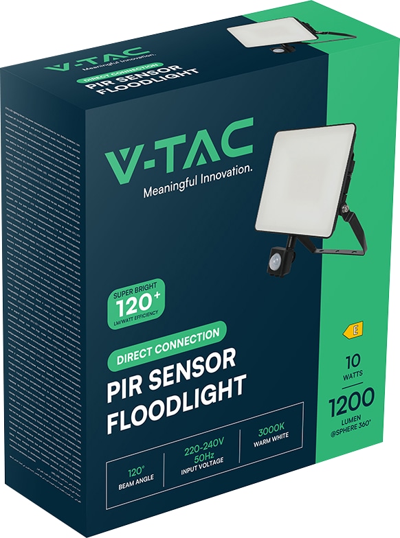 LED-Fluter V-TAC, VT-4909-FC, EEK: E, 10 W, 1200 lm, 4000 K, IP65, neutralweiß