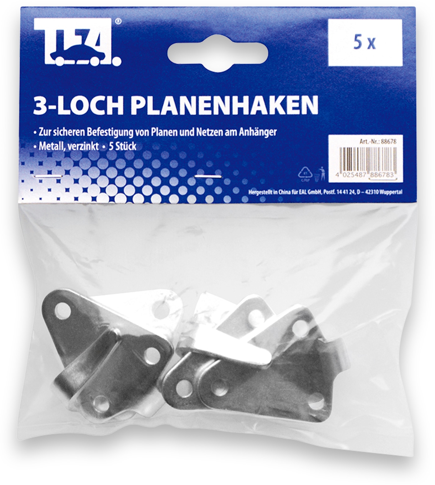 LAS 3-Loch Planenhaken 88678, 5 Stück, verzinkt LAS 3-Loch Planenhaken 88678, 5 Stück, verzinkt