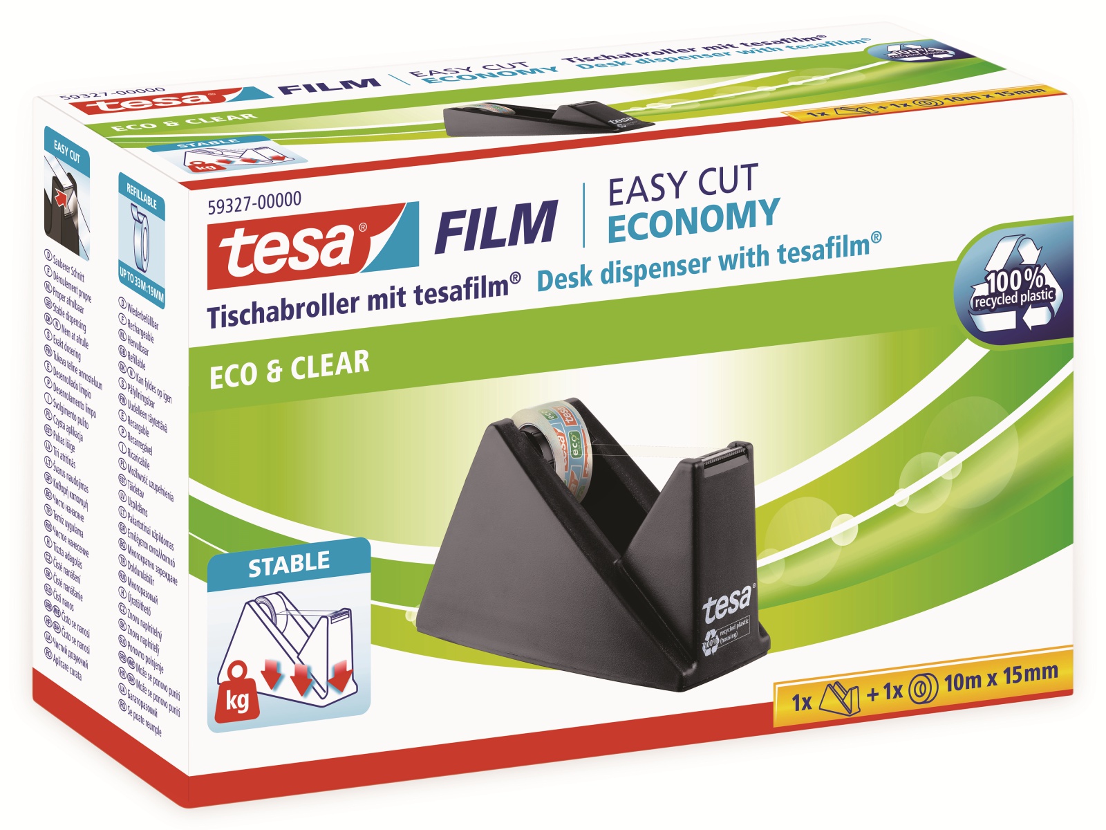 TESA film® Sparpack Abroller + film® eco&clear, 1 Rolle 10m:15mm, 59327-00000-02 TESA film® Sparpack Abroller + film® eco&clear, 1 Rolle 10m:15mm, 59327-00000-02