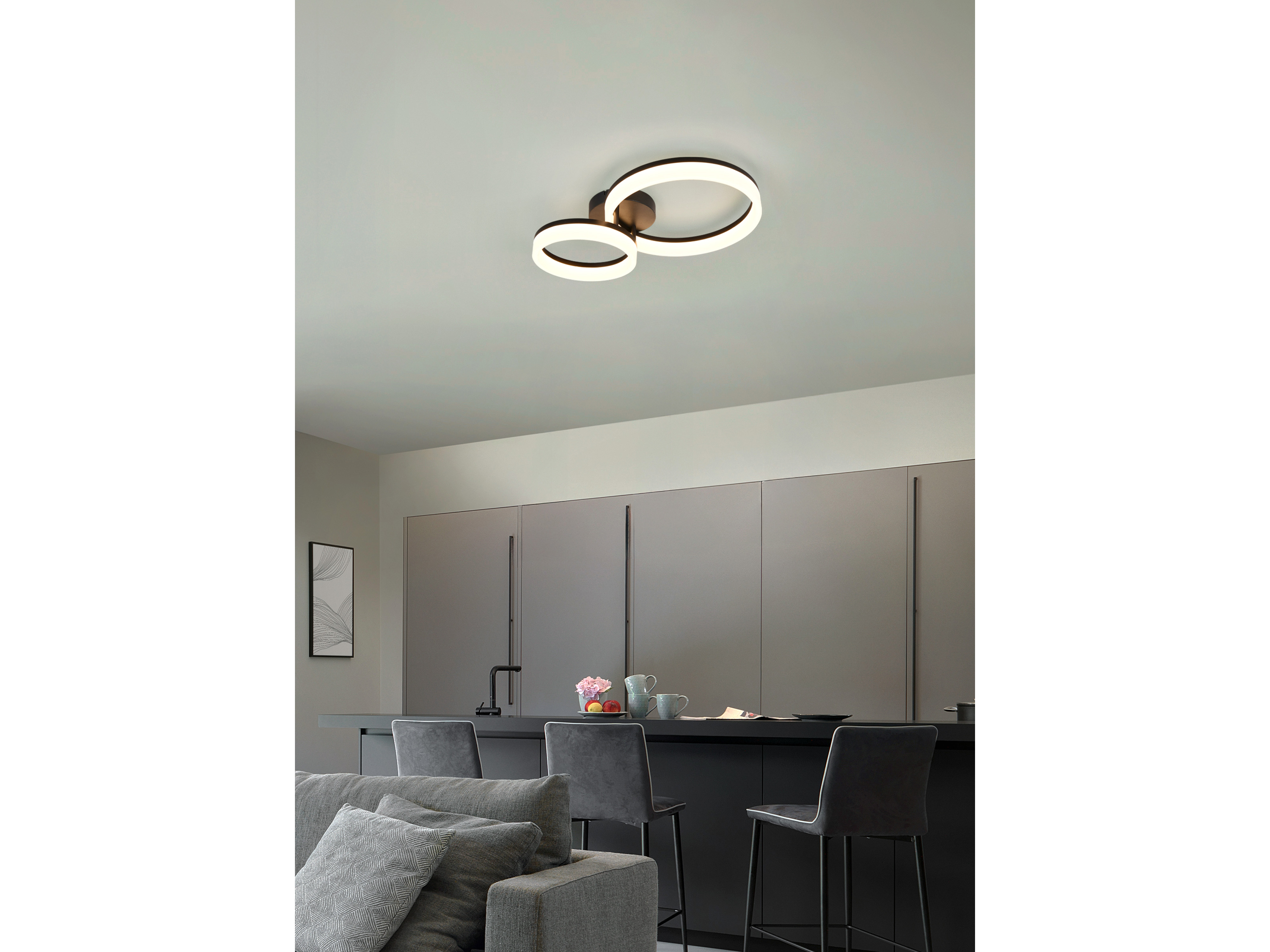 REALITY LED-Deckenleuchte Scope R63601232, 22W, 3000K, 2800lm, warmweiß, IP20, schwarz REALITY LED-Deckenleuchte Scope R63601232, 22W, 3000K, 2800lm, warmweiß, IP20, schwarz
