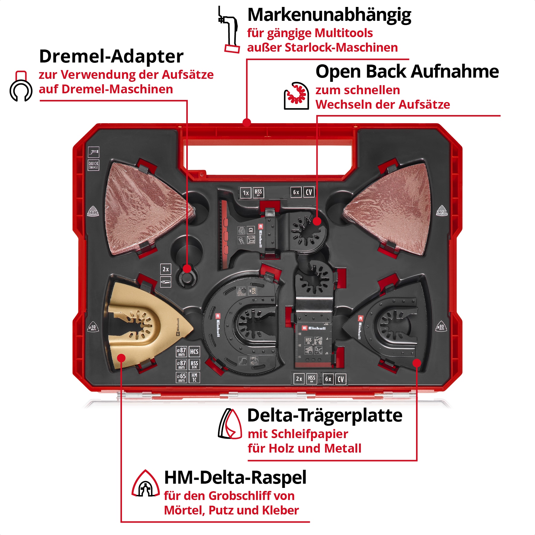 EINHELL Multitool-Set, 708170, XXL-Case, 70-teilig EINHELL Multitool-Set, 708170, XXL-Case, 70-teilig