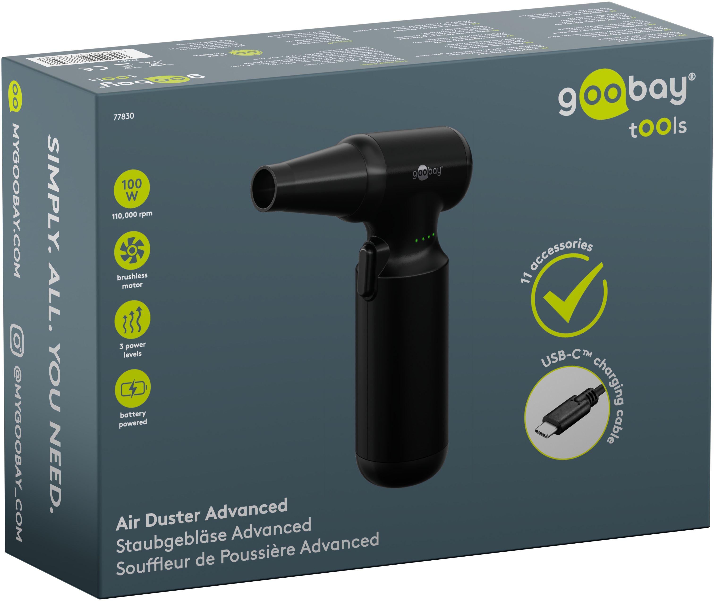 GOOBAY TOOLS Staubgebläse Advanced, 100 W, mit 11 Aufsätzen