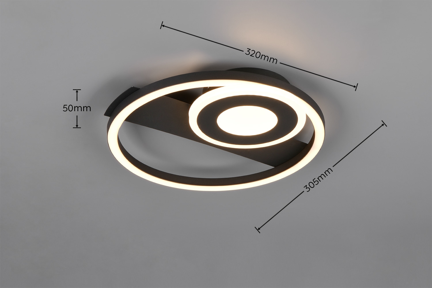 REALITY LED-Deckenleuchte HORUS, R63671132, 22W, 2500lm, 3000K, schwarz REALITY LED-Deckenleuchte HORUS, R63671132, 22W, 2500lm, 3000K, schwarz