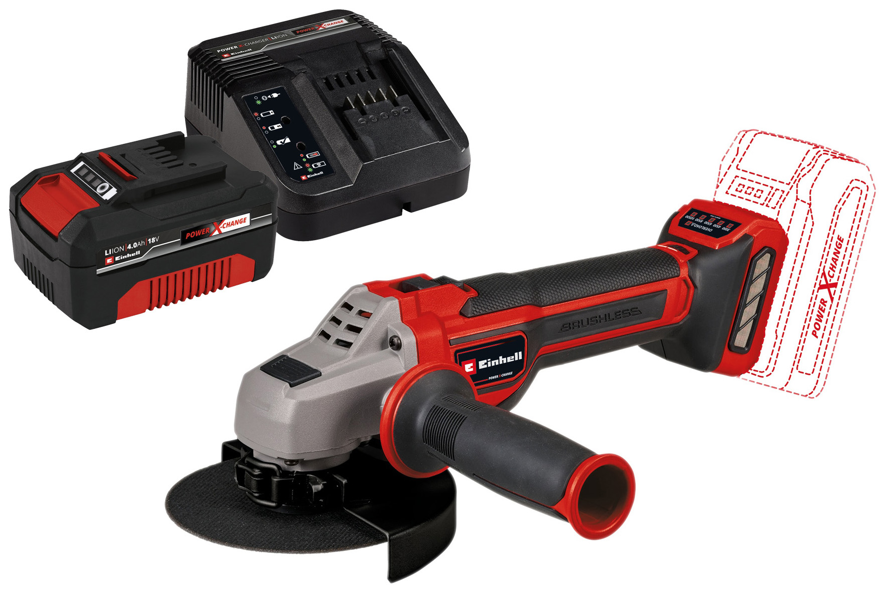 EINHELL Akku-Winkelschleifer TP-AG 18/ 125 CE Q Li Kit (1x 4,0 Ah)