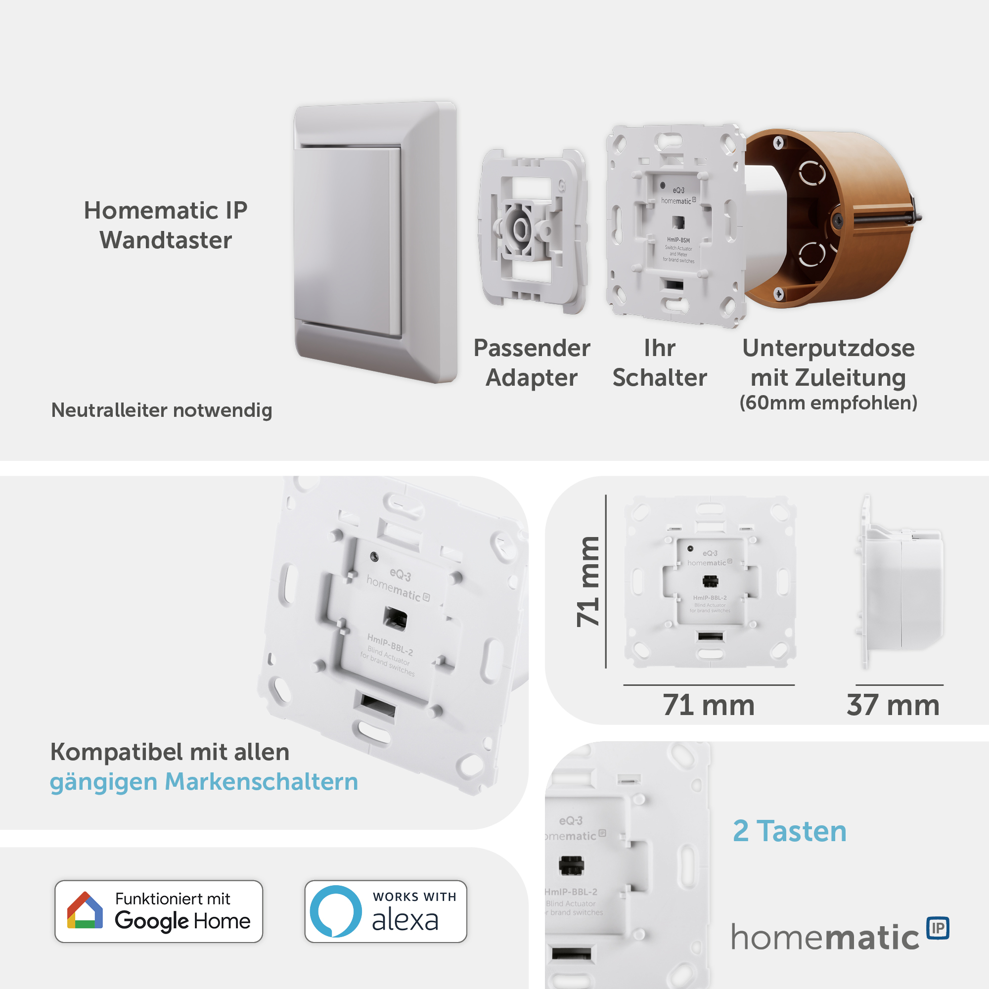 HOMEMATIC IP Smart Home 151333A0, Jalousieaktor HOMEMATIC IP Smart Home 151333A0, Jalousieaktor