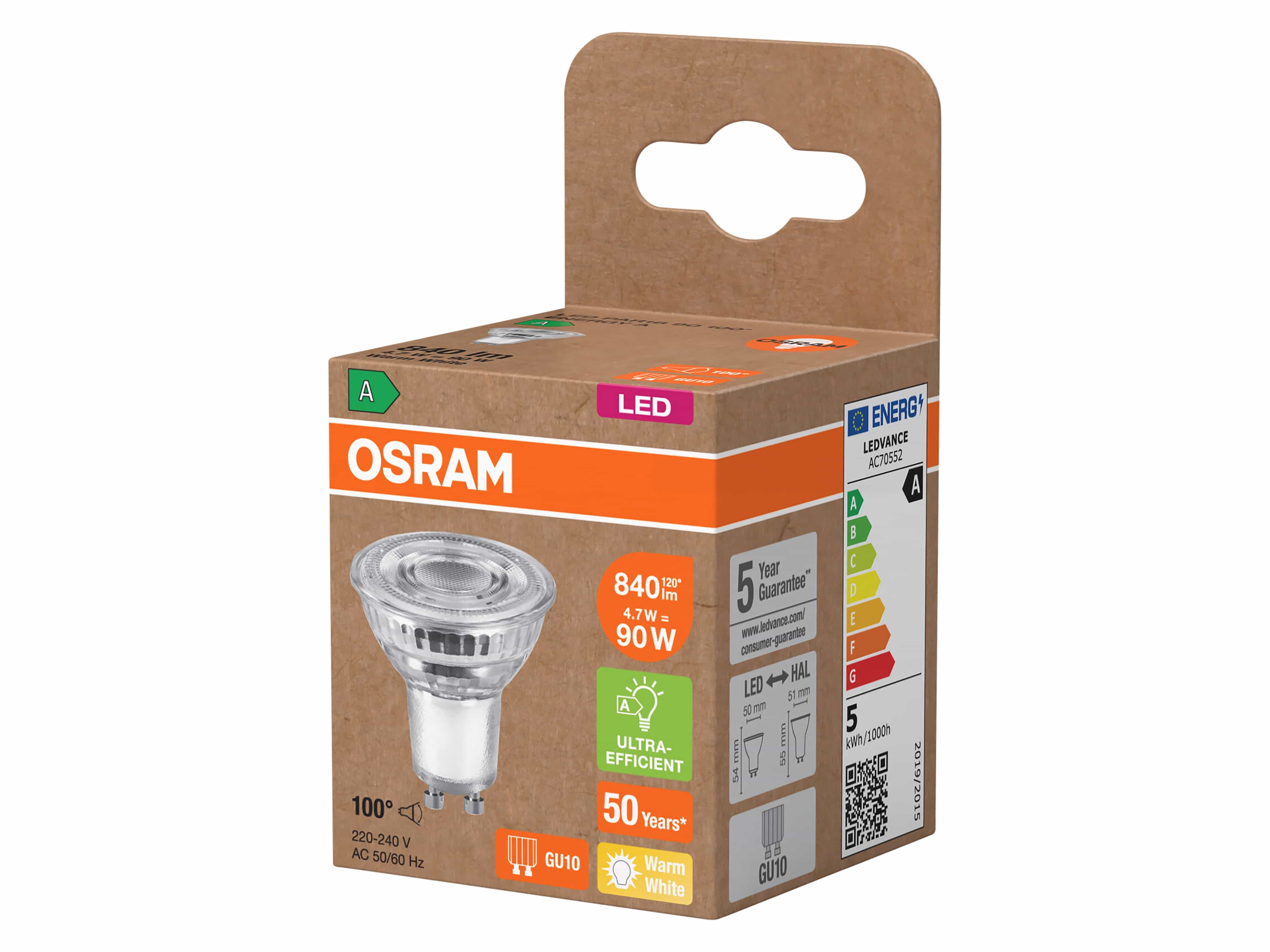 OSRAM LED-Reflektorlampe, GU10, 4,7 W, 2700 K, EEK: A, 840 lm, warmweiß OSRAM LED-Reflektorlampe, GU10, 4,7 W, 2700 K, EEK: A, 840 lm, warmweiß