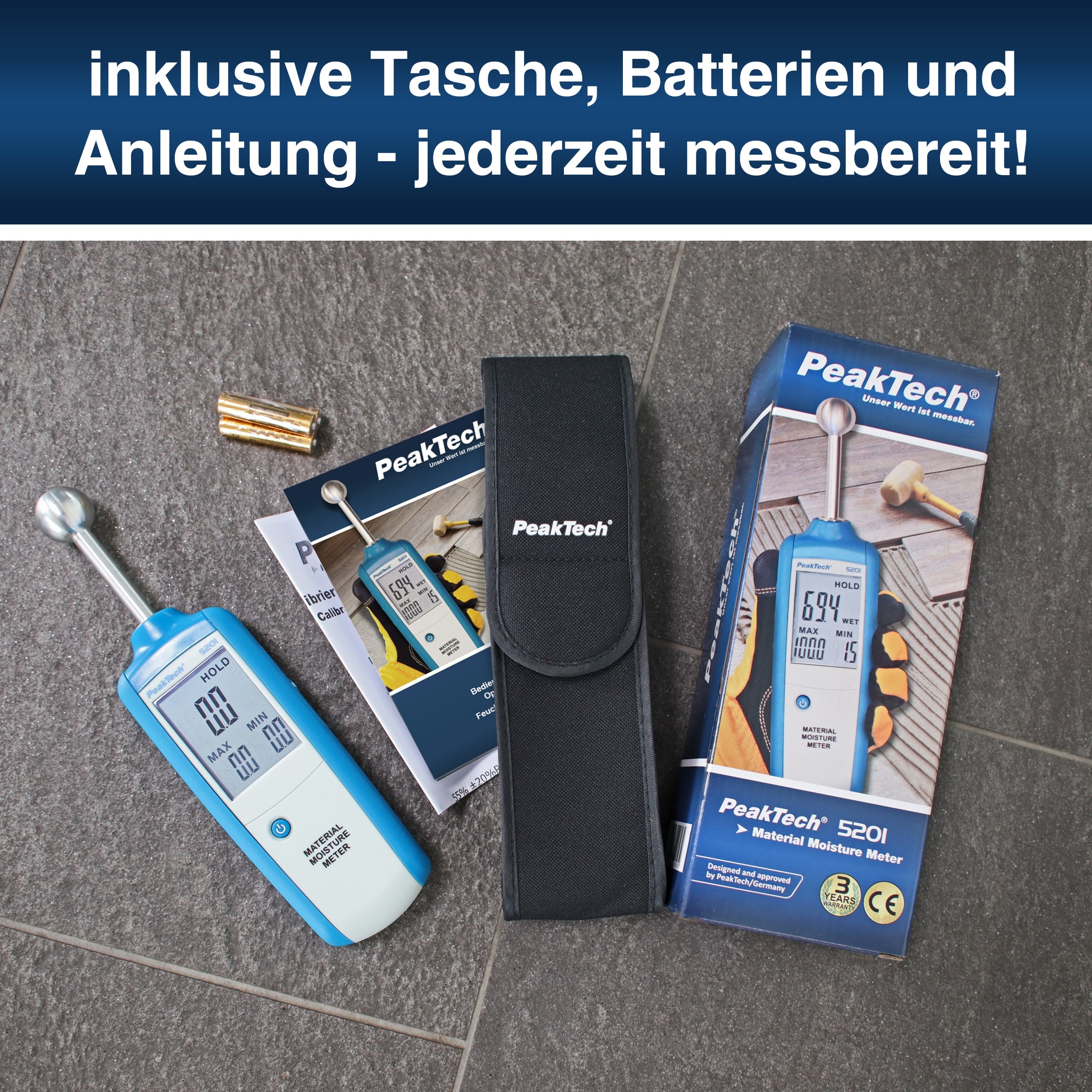 PEAKTECH Holz-& Materialfeuchtemessgerät, P 5201 PEAKTECH Holz-& Materialfeuchtemessgerät, P 5201