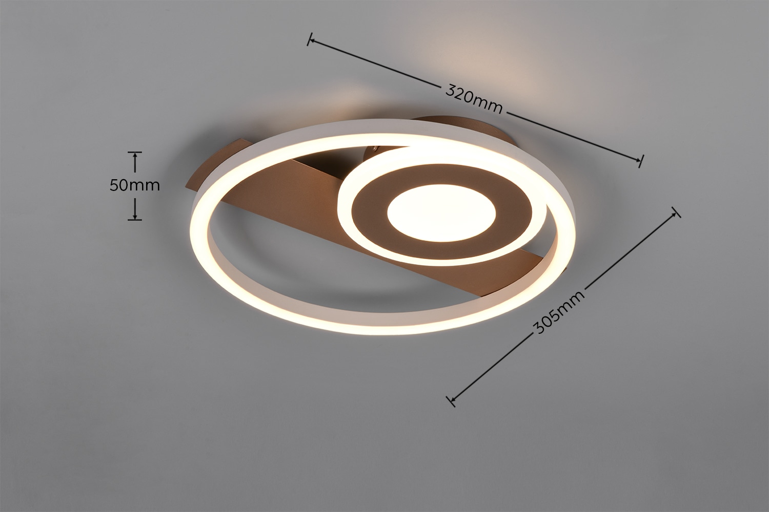 REALITY LED-Deckenleuchte HORUS, R63671165, 22W, 2500lm, 3000K, coffee