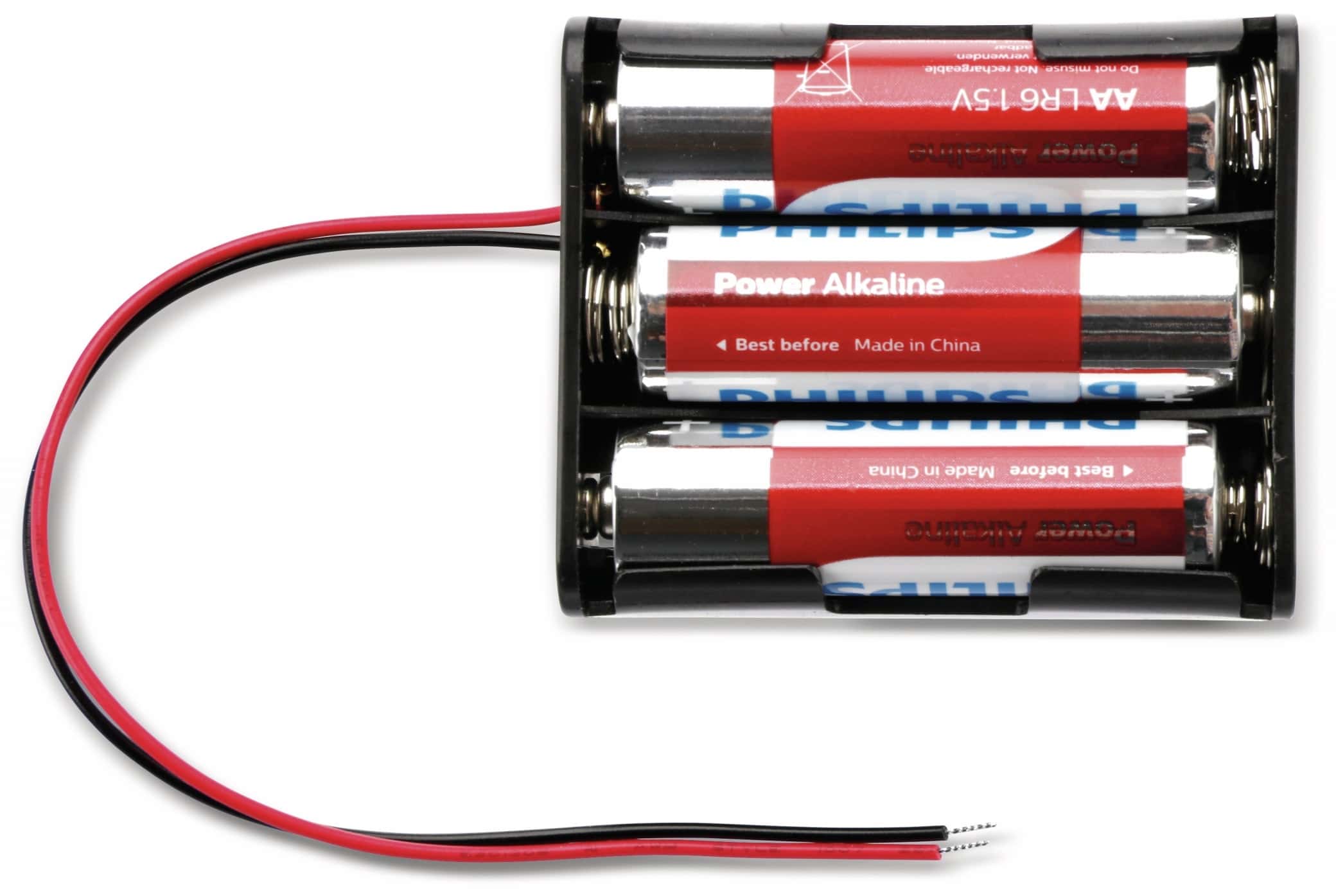 Batteriehalter für 3 Mignon, AA, mit Anschlußkabel Batteriehalter für 3 Mignon, AA, mit Anschlußkabel