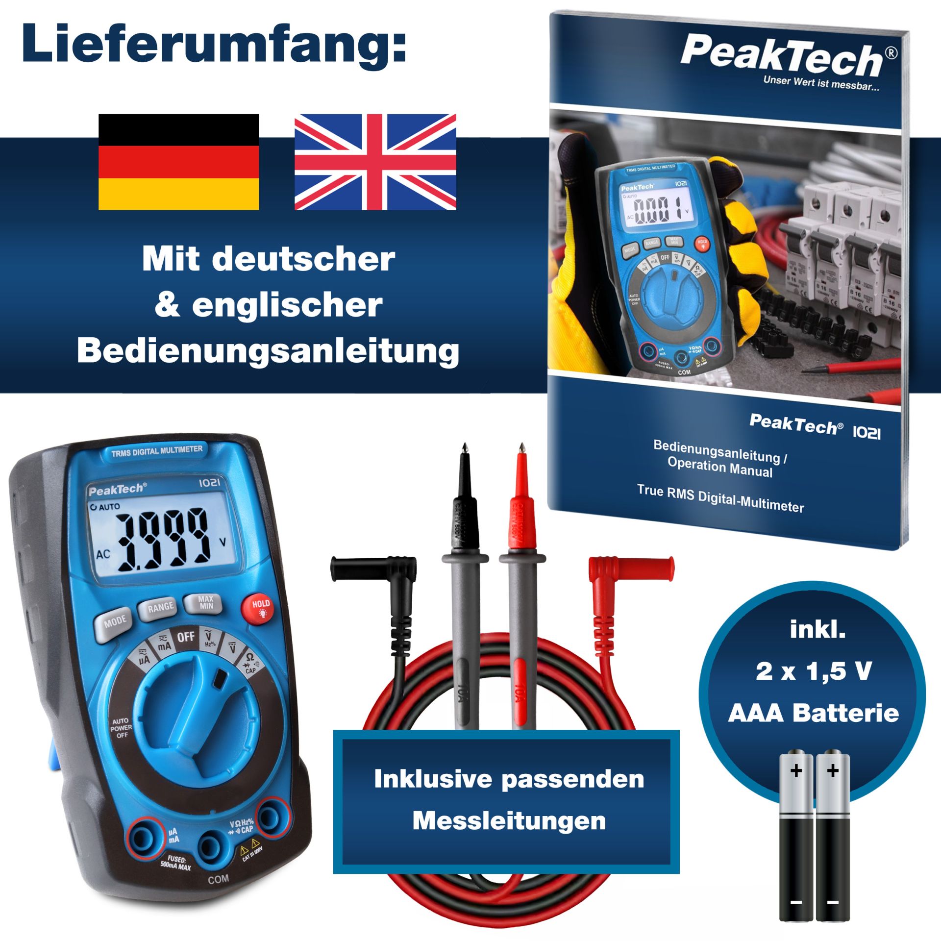 PEAKTECH Digital Multimeter P 1021, 4000 Counts PEAKTECH Digital Multimeter P 1021, 4000 Counts