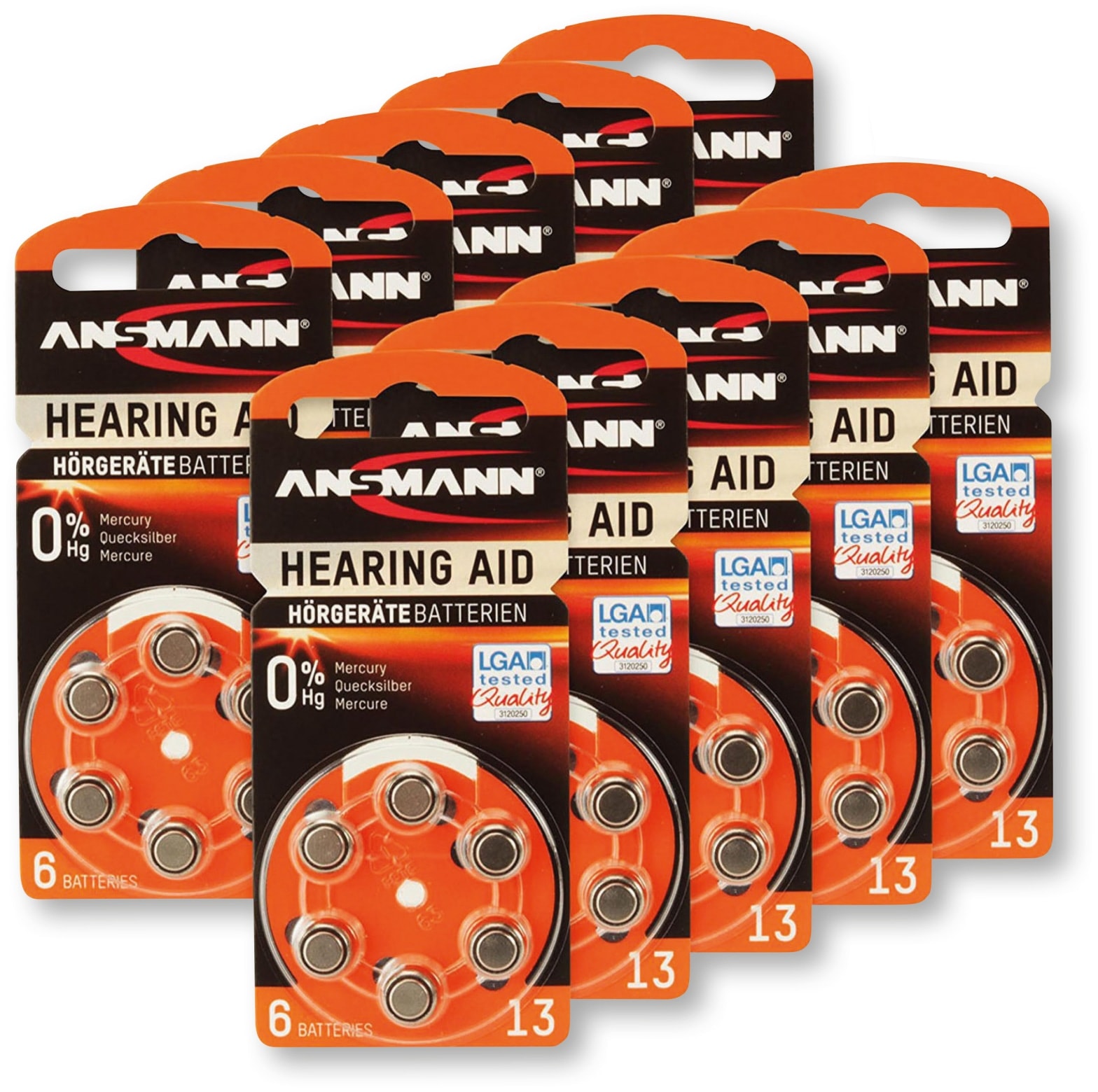 ANSMANN Hörgeräte-Batterie, HEARING AID, PR48, Größe 13, 60 Stück ANSMANN Hörgeräte-Batterie, HEARING AID, PR48, Größe 13, 60 Stück