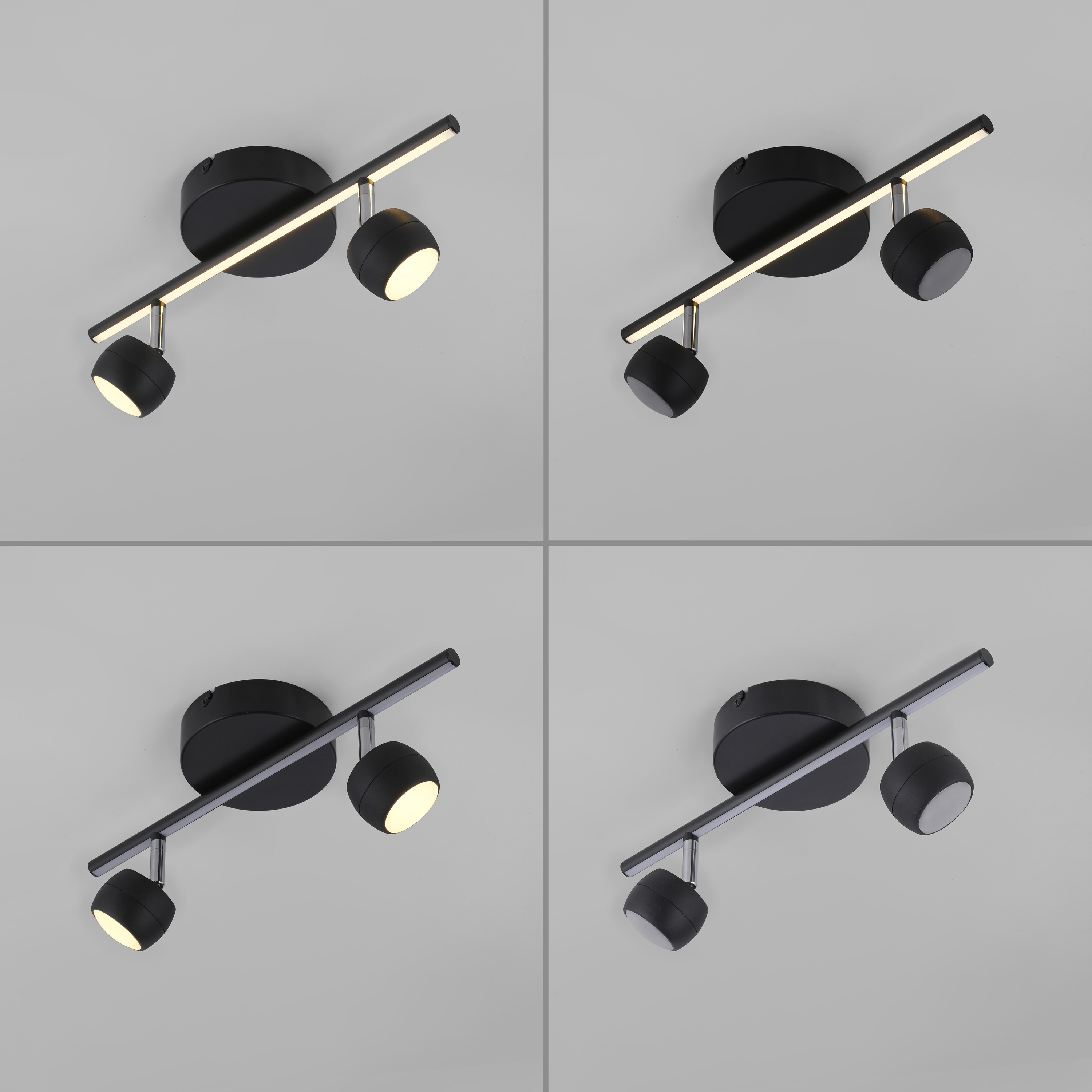 JUST LIGHT LED-Deckenleuchte 11401-18, 10,60W, 3000K, 1225lm, warmweiß, IP20, schwarz JUST LIGHT LED-Deckenleuchte 11401-18, 10,60W, 3000K, 1225lm, warmweiß, IP20, schwarz