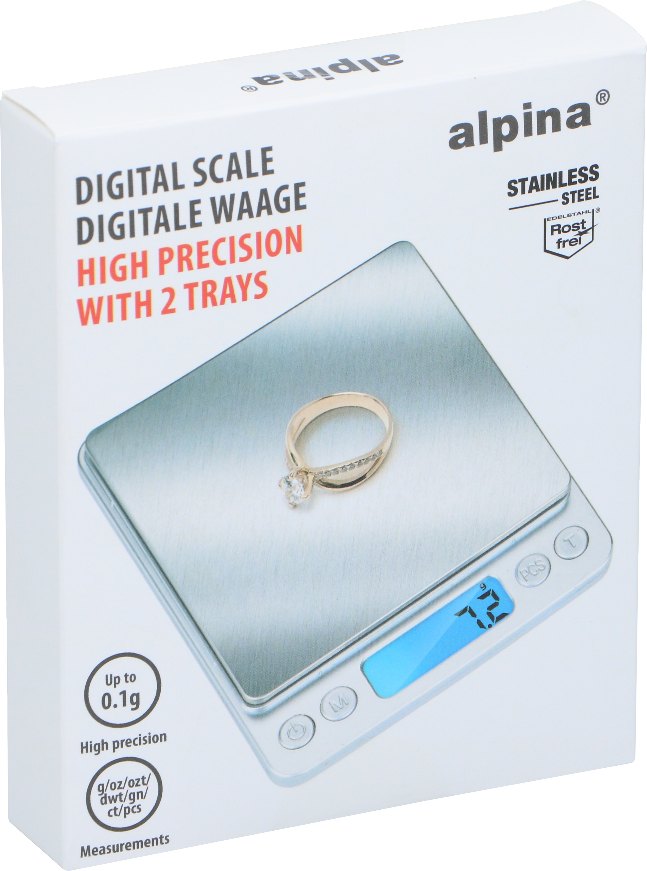 ALPINA Digitale Küchenwaage, Edelstahl, rostfrei, inkl. 2 Schalen ALPINA Digitale Küchenwaage, Edelstahl, rostfrei, inkl. 2 Schalen