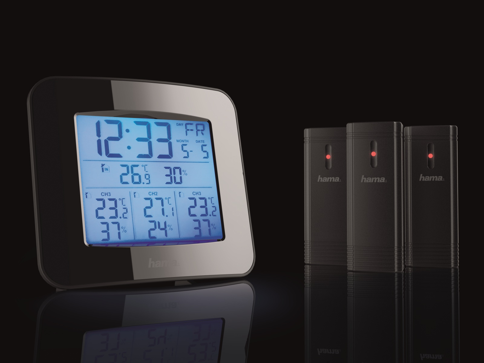 HAMA Funk-Wetterstation EWS Trio, schwarz HAMA Funk-Wetterstation EWS Trio, schwarz