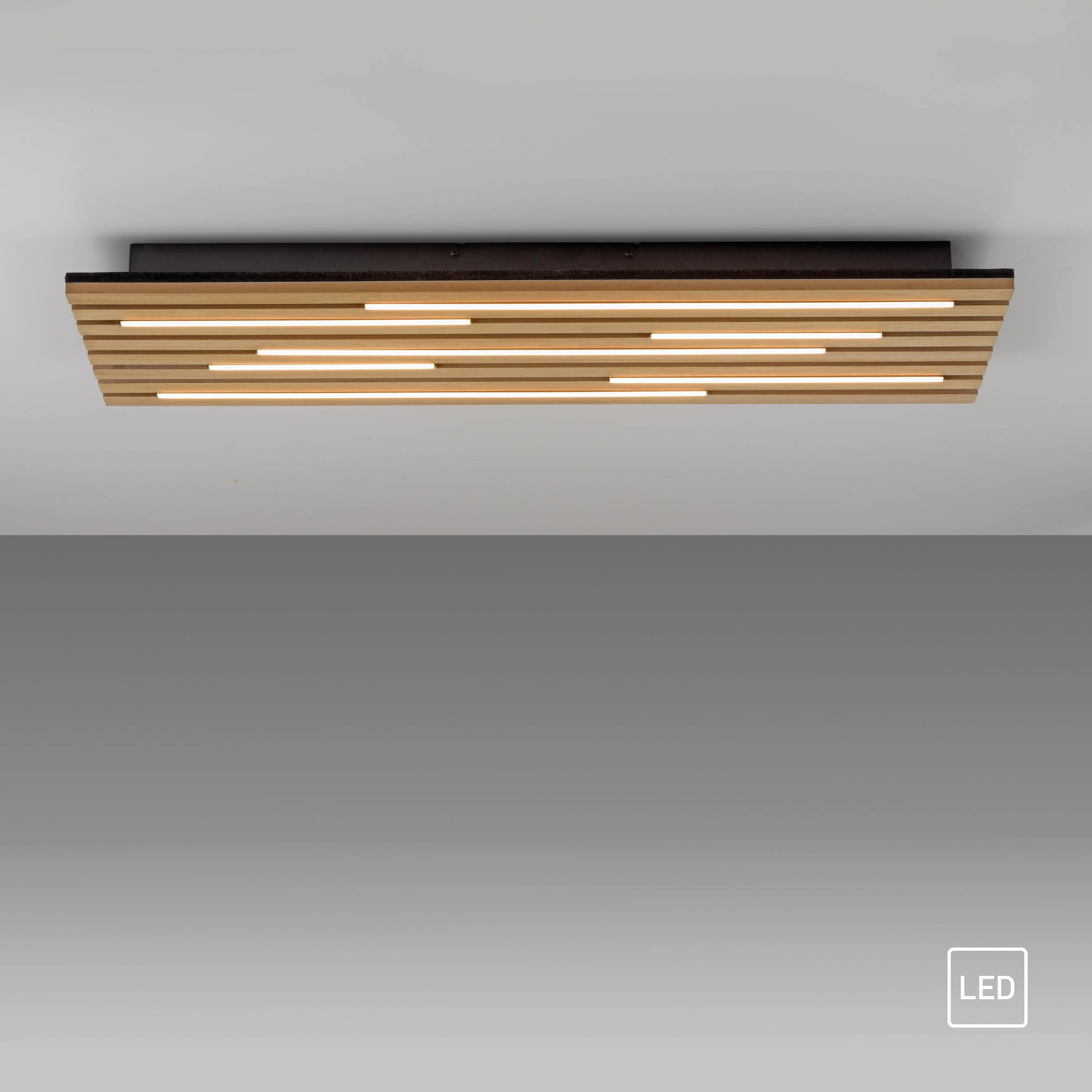 JUST LIGHT LED-Deckenleuchte 15591-79, 25W, 3000K, 3400lm, warmweiß, IP20, Holz/schwarz JUST LIGHT LED-Deckenleuchte 15591-79, 25W, 3000K, 3400lm, warmweiß, IP20, Holz/schwarz