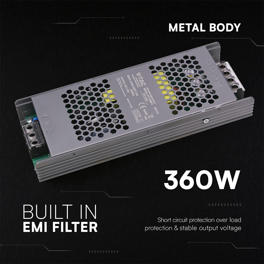 V-TAC Schaltnetzteil, VT-24261, 12V/30A, 360W, IP20 V-TAC Schaltnetzteil, VT-24261, 12V/30A, 360W, IP20