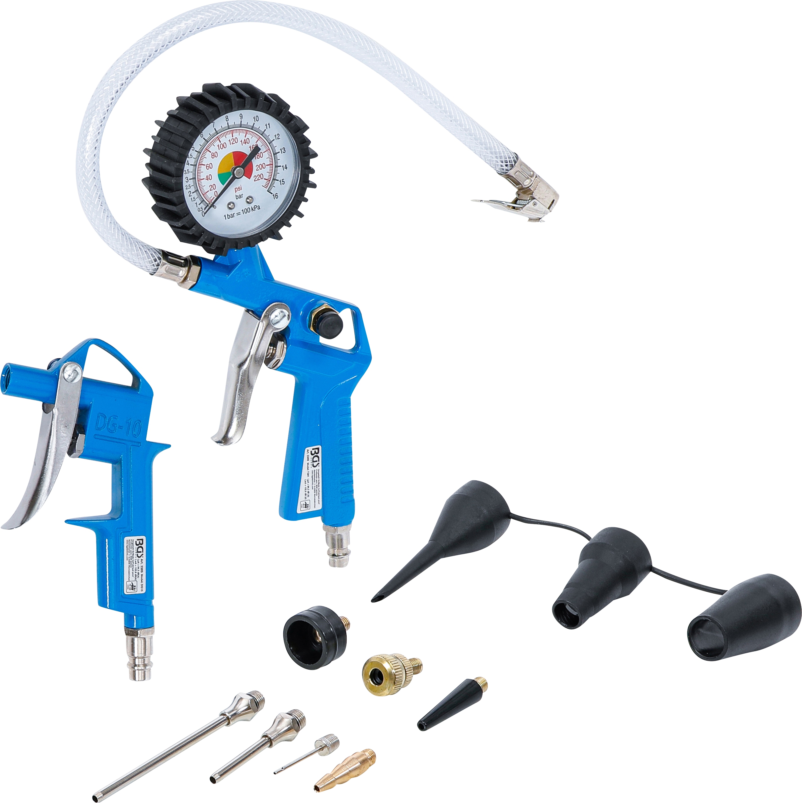 BGS TECHNIC Druckluft-Ausblas- und Reifenfüllpistolen-Satz, 3369, 10-teilig BGS TECHNIC Druckluft-Ausblas- und Reifenfüllpistolen-Satz, 3369, 10-teilig