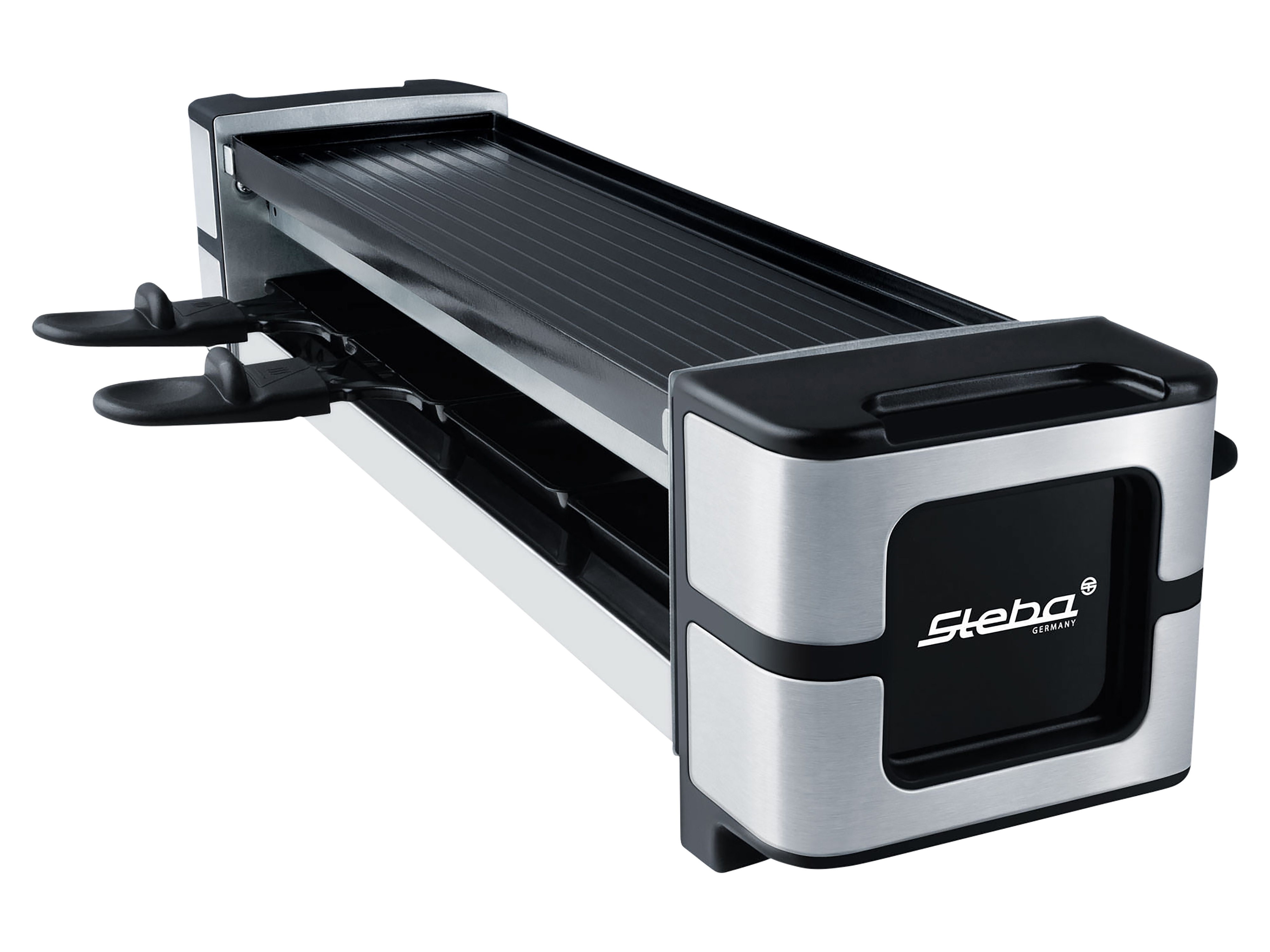 STEBA Guss-Raclette RC 140, PFAS-freie keramikbeschichtete Grillplatte, 4 Pfännchen