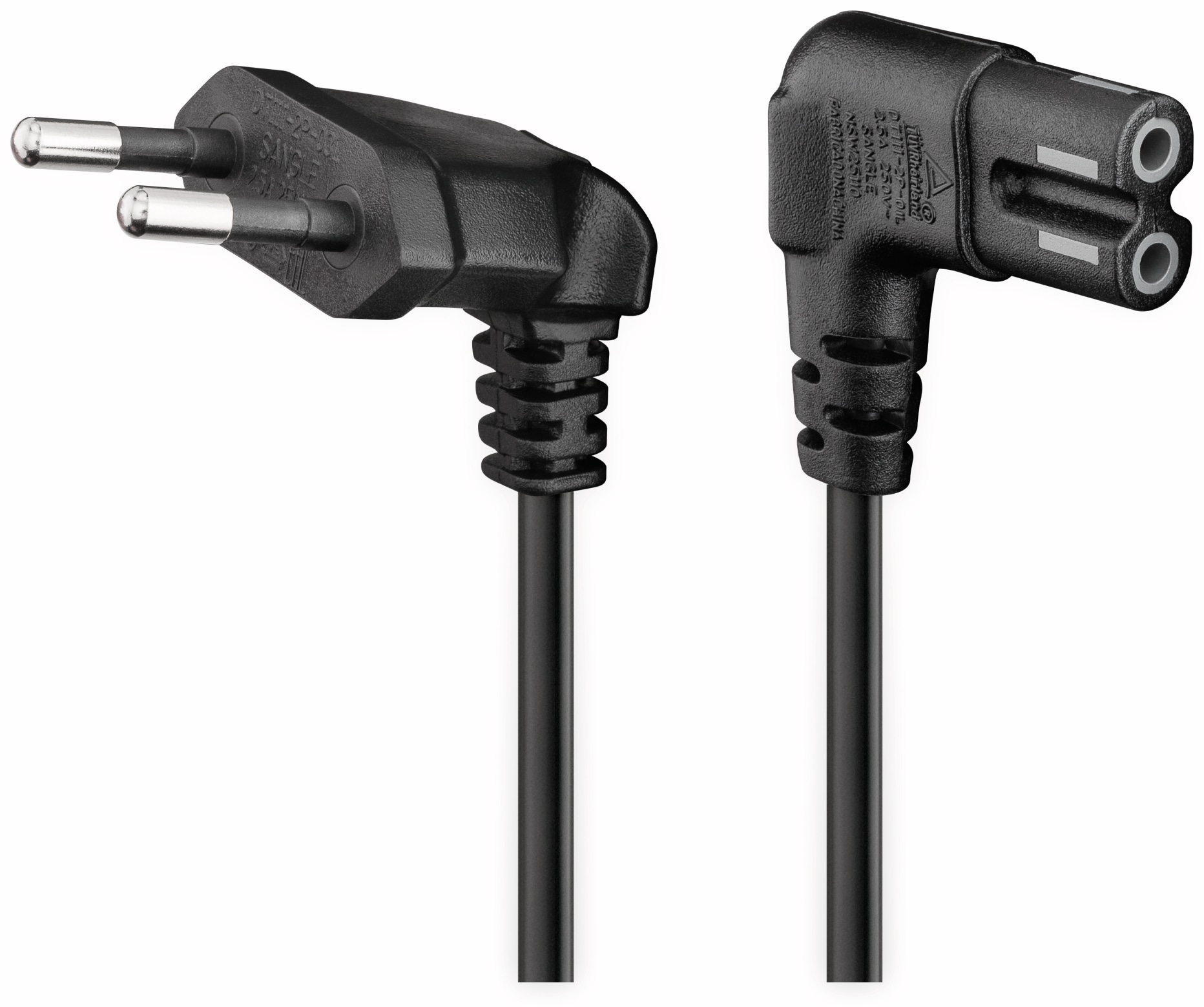 GOOBAY Euro-Netzkabel mit Doppelnutkupplung, schwarz, 0,5m, 90° GOOBAY Euro-Netzkabel mit Doppelnutkupplung, schwarz, 0,5m, 90°