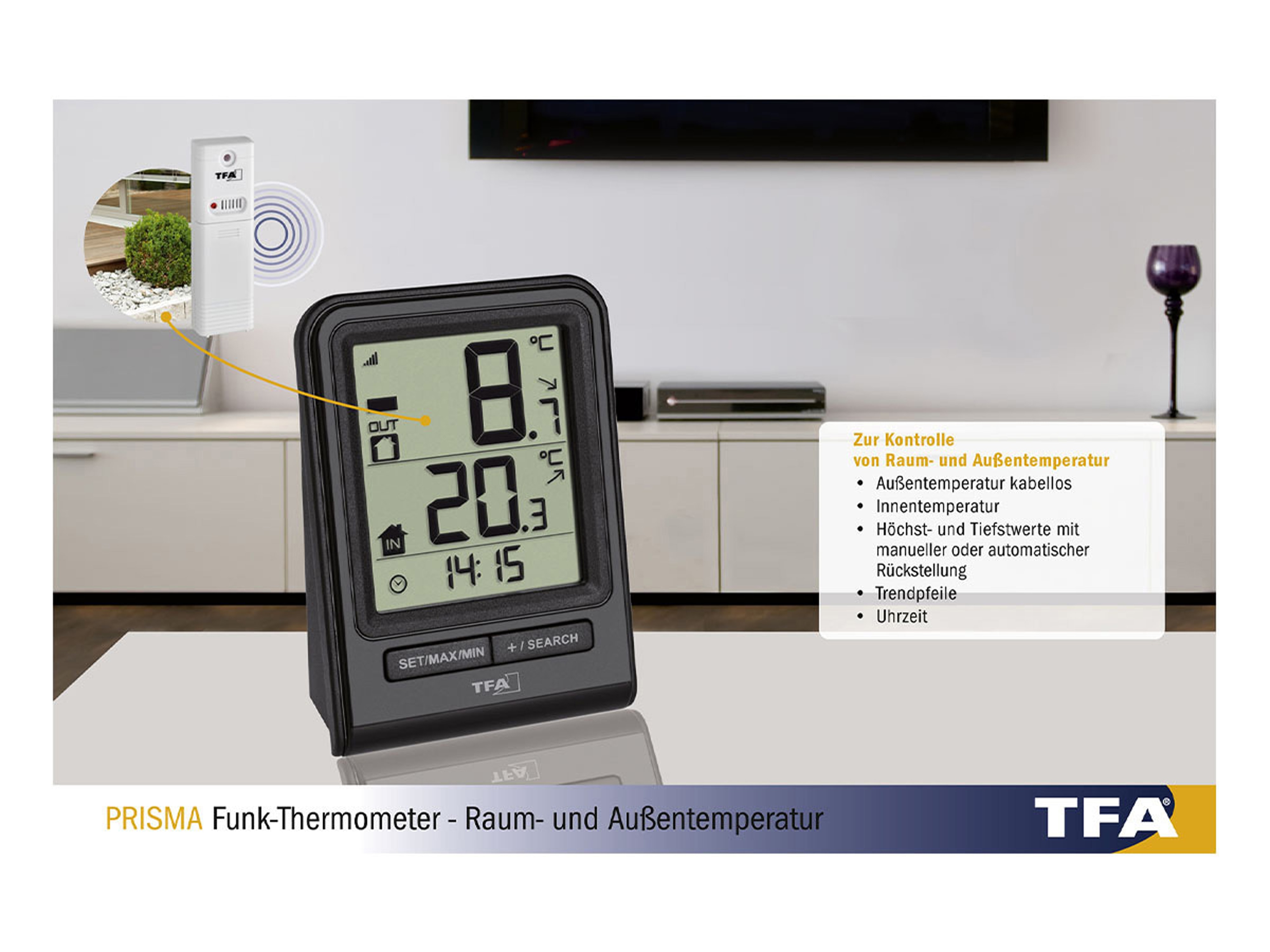 TFA Funk-Thermometer Prisma 30.3063.01 TFA Funk-Thermometer Prisma 30.3063.01
