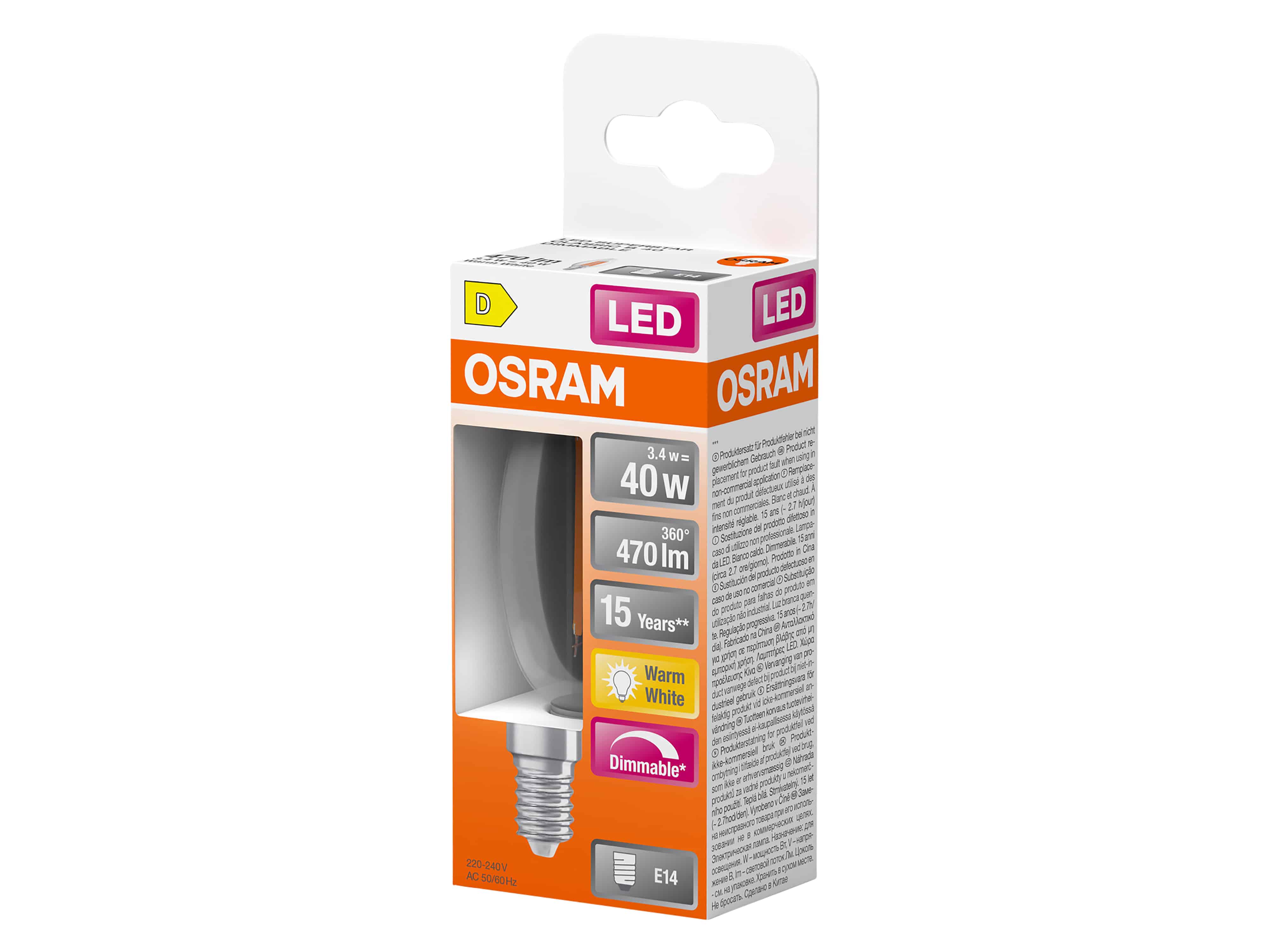 OSRAM LED-Lampe SUPERSTAR, dimmbar, E14, 3,4 W, 2700 K, warmweiß EEK: D, 470 lm OSRAM LED-Lampe SUPERSTAR, dimmbar, E14, 3,4 W, 2700 K, EEK: D, 470 lm, warmweiß