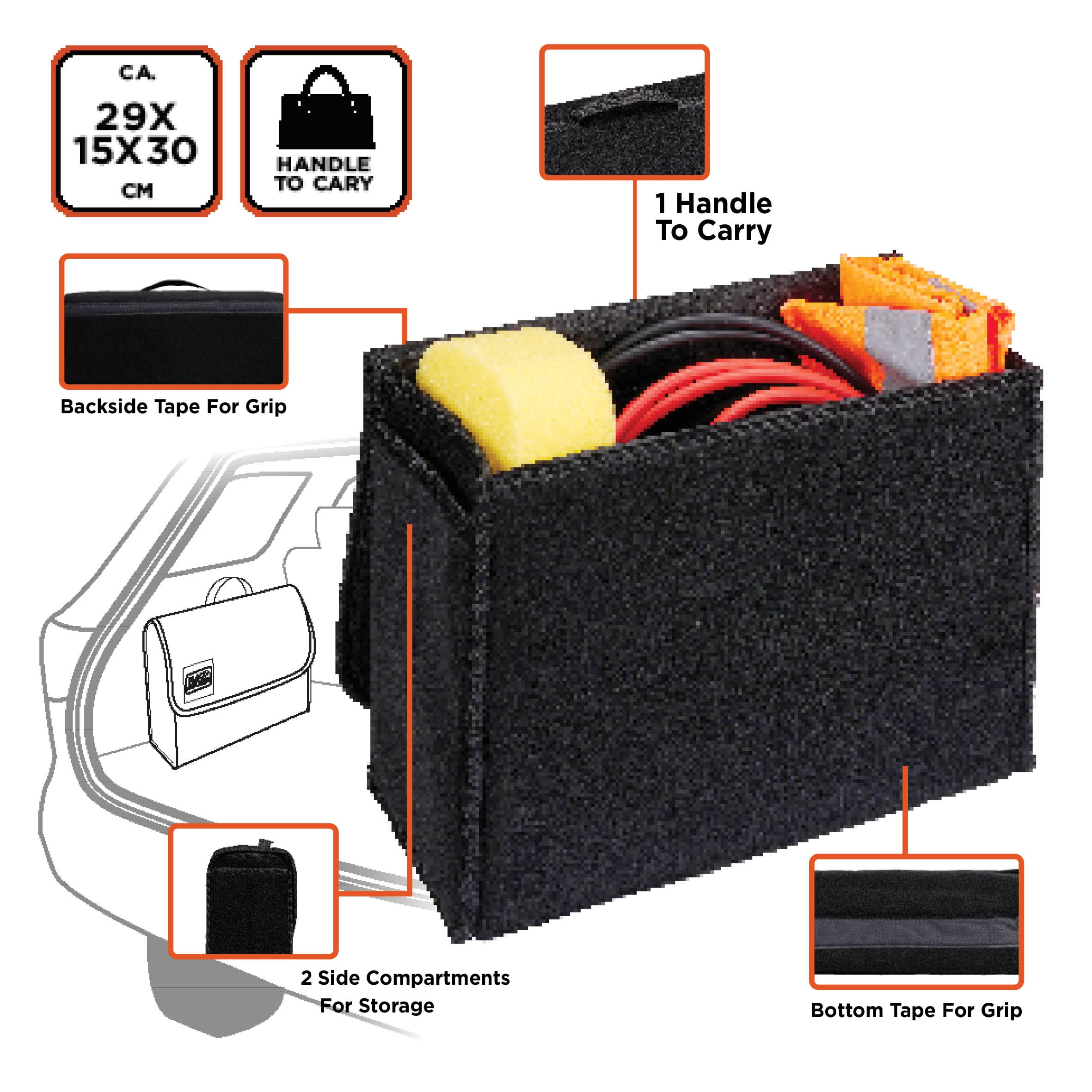 BLACK & DECKER Auto-Organizer, aufklappbar, 29x15x30 cm BLACK & DECKER Auto-Organizer, aufklappbar, 29x15x30 cm