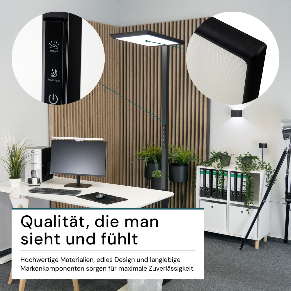 LUXULA LED-Büro-Stehleuchte, Up/Down, 100W, 4000K, EEK: F, 7000lm, IP20, dimmbar, schwarz LUXULA LED-Büro-Stehleuchte, Up/Down, 100W, 4000K, EEK: F, 7000lm, IP20, dimmbar, schwarz