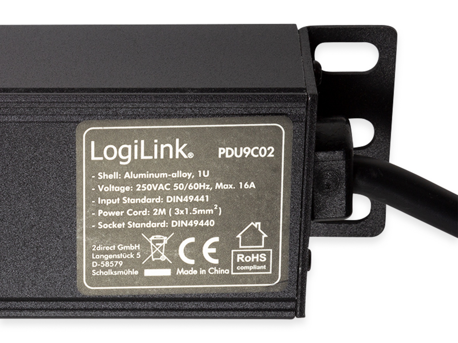 LOGILINK Steckdosenleiste 19", 9-fach, Schutzkontaktstecker, Schalter, schwarz LOGILINK Steckdosenleiste 19", 9-fach, Schutzkontaktstecker, Schalter, schwarz