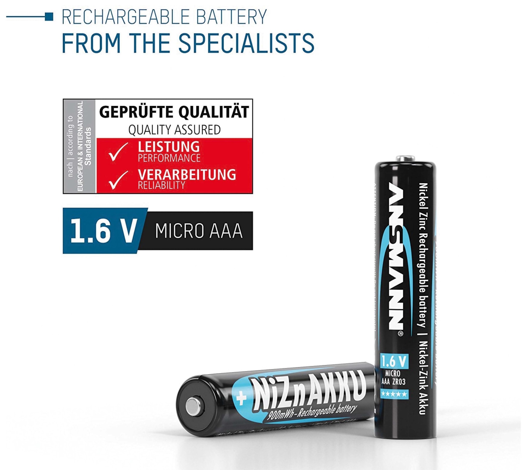 ANSMANN Micro-Akku, NiZn, 550mAh, 4 Stück ANSMANN Micro-Akku, NiZn, 550mAh, 4 Stück