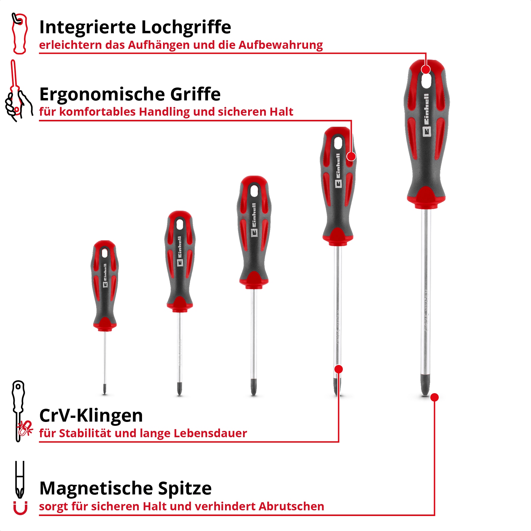 EINHELL Schraubendreher-Set PH, 370536, 5-teilig EINHELL Schraubendreher-Set PH, 370536, 5-teilig